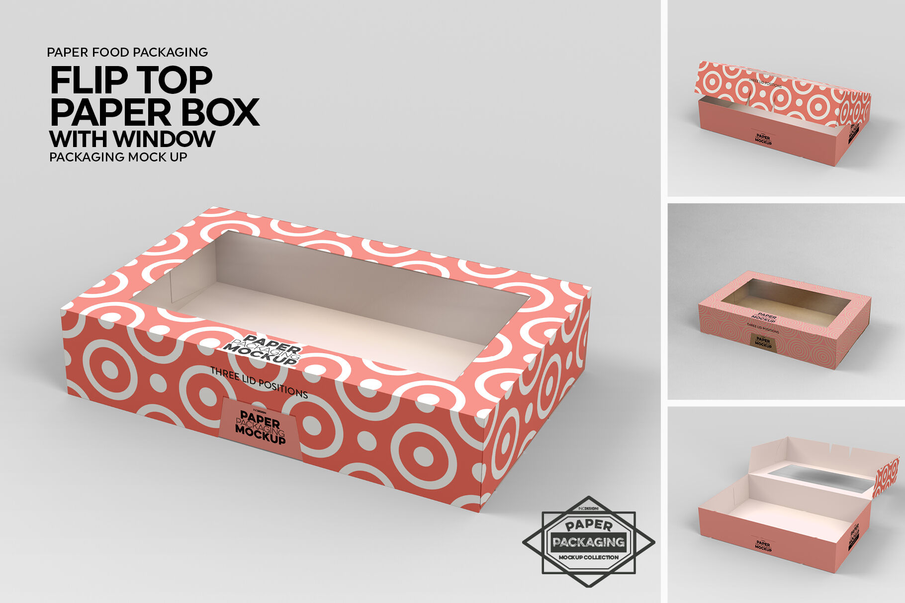 Download Paper Flip Top Box with Window Packaging Mockup By INC Design Studio | TheHungryJPEG.com