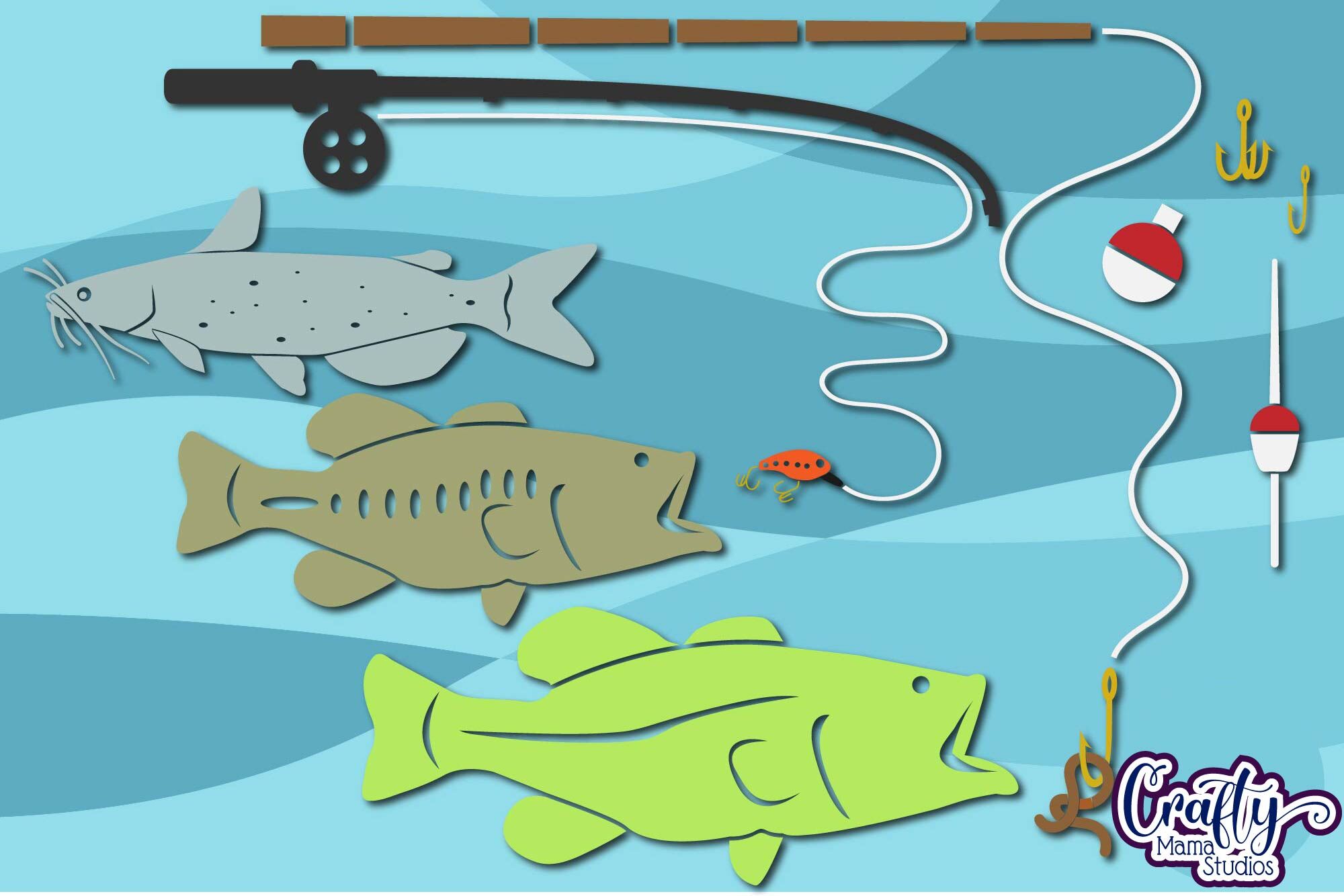 Download Fishing Svg, Fish, Father's Day Svg, Bass Fishing, Clipart By Crafty Mama Studios ...