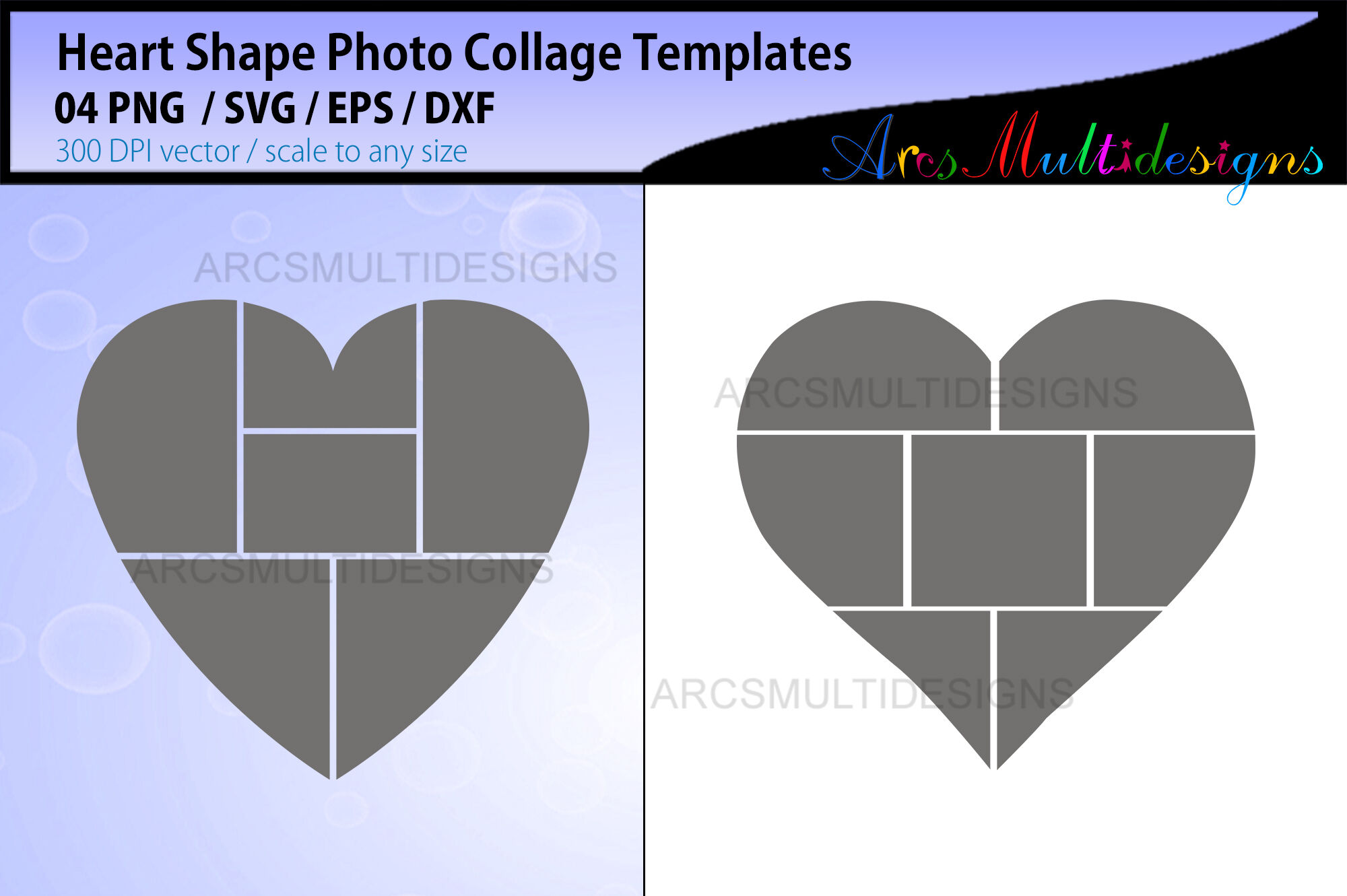 Heart shape Photo Collage SVG By ArcsMultidesignsShop | TheHungryJPEG.com