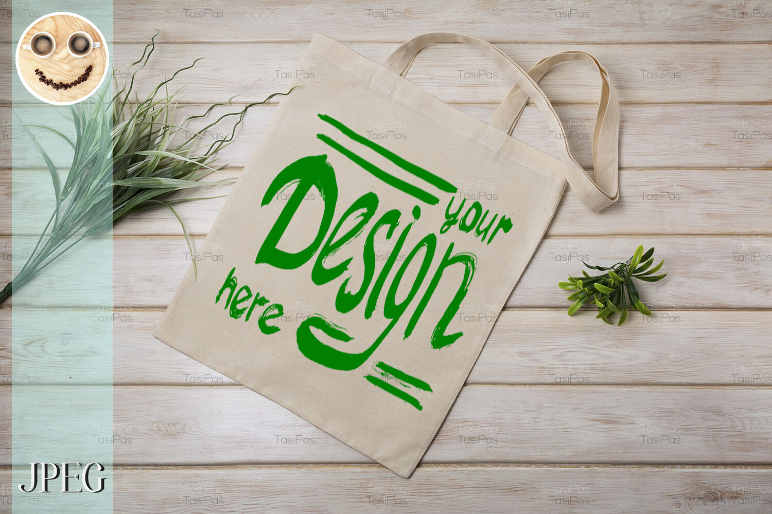 Download Tote bag mockup with green grass. By TasiPas ...