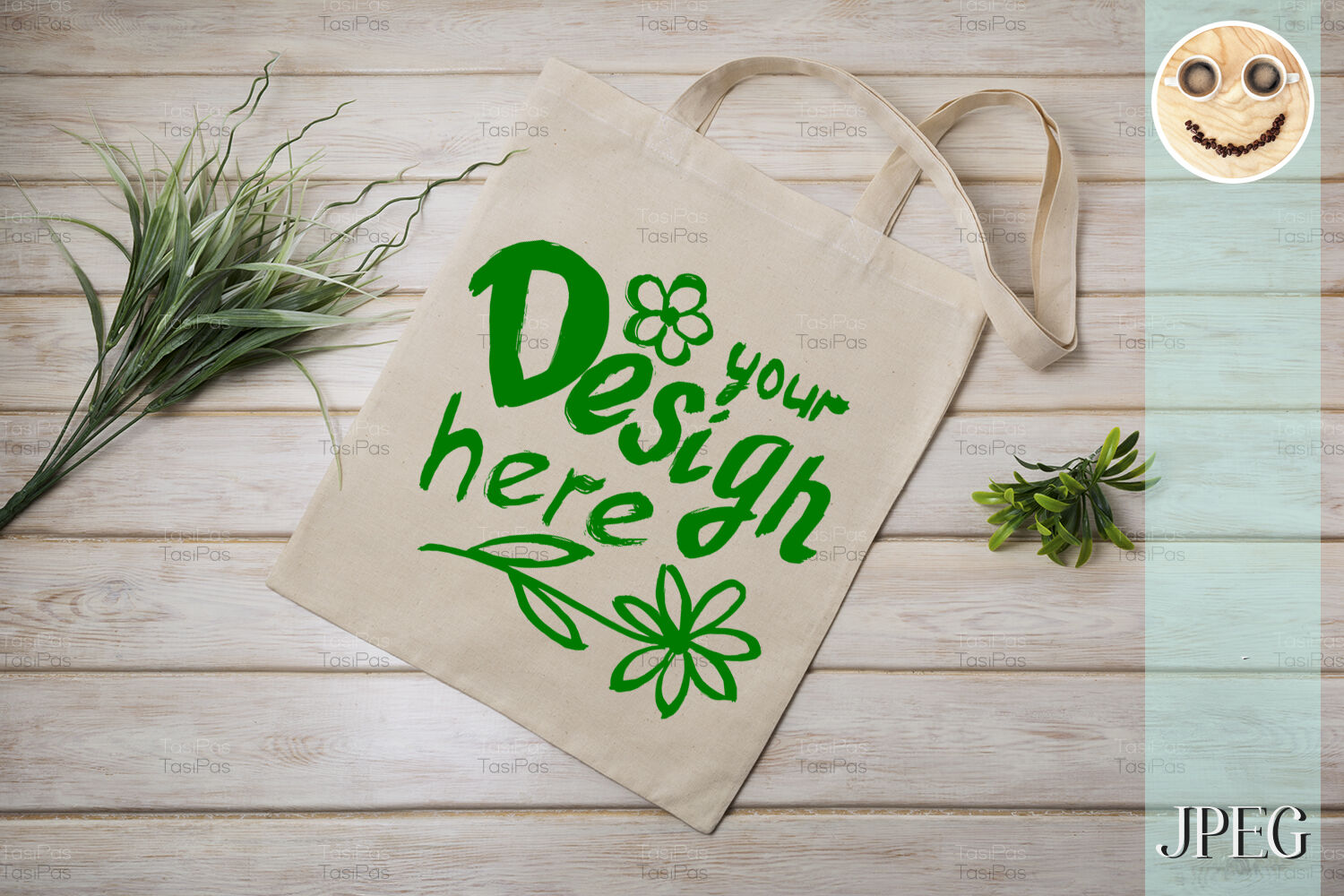 Download Tote bag mockup with green grass. By TasiPas ...
