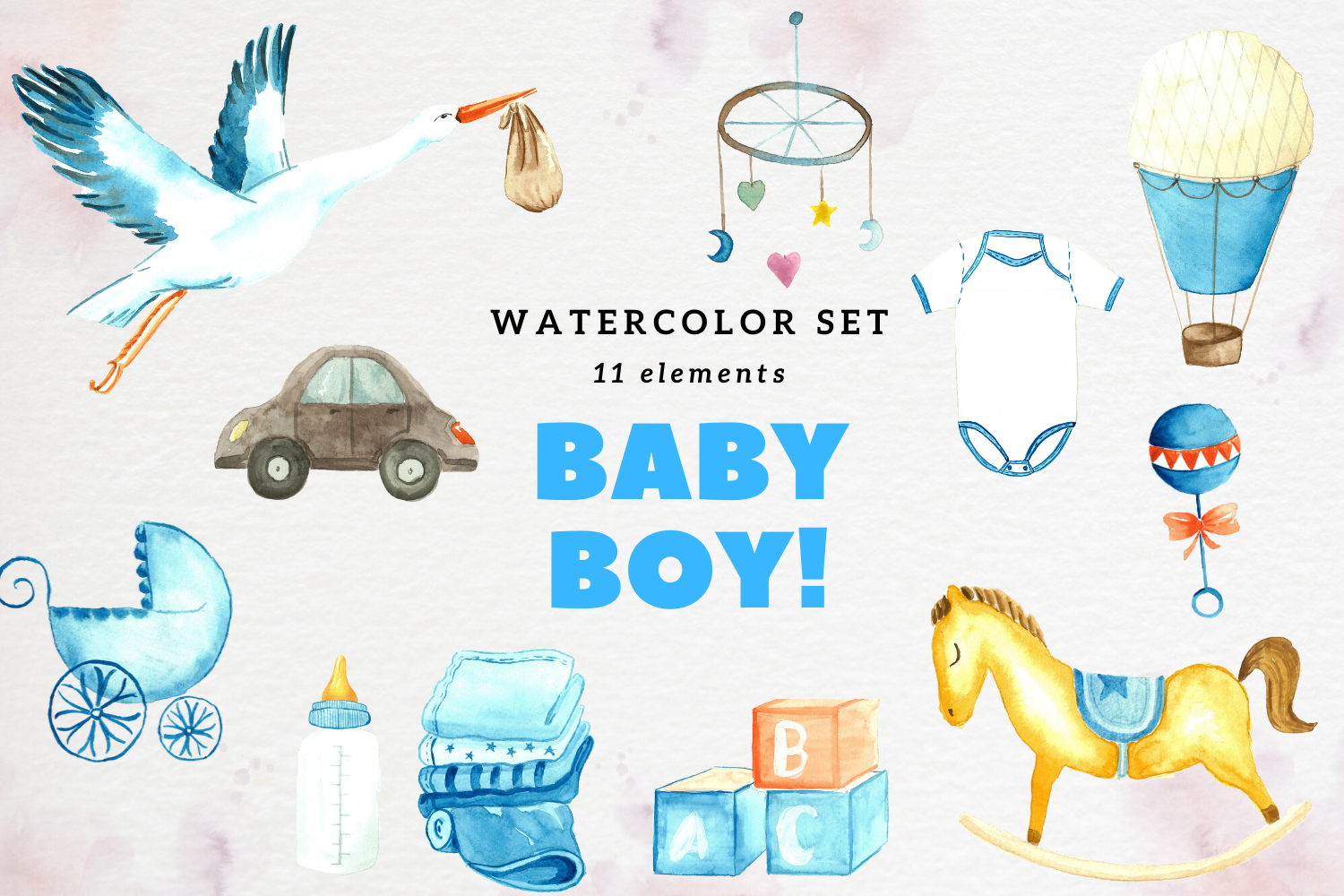 Baby Boy Watercolor Clip Arts Baby Shower Cliparts Watercolor Baby By Old Continent Design Thehungryjpeg Com