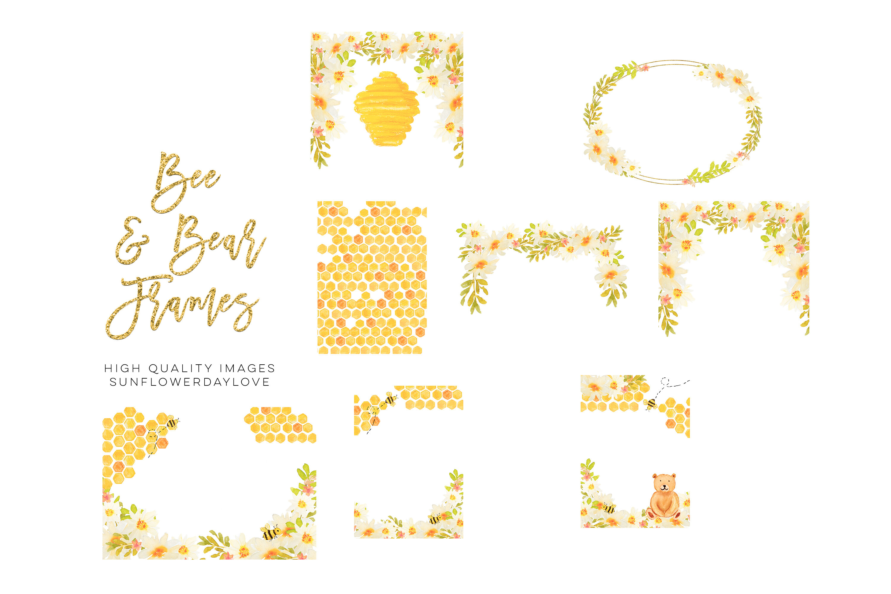 Honey Bee Clipart, Bees Clip Art, Bees Gold Planner Stickers Clipart By  Sunflower Day Love