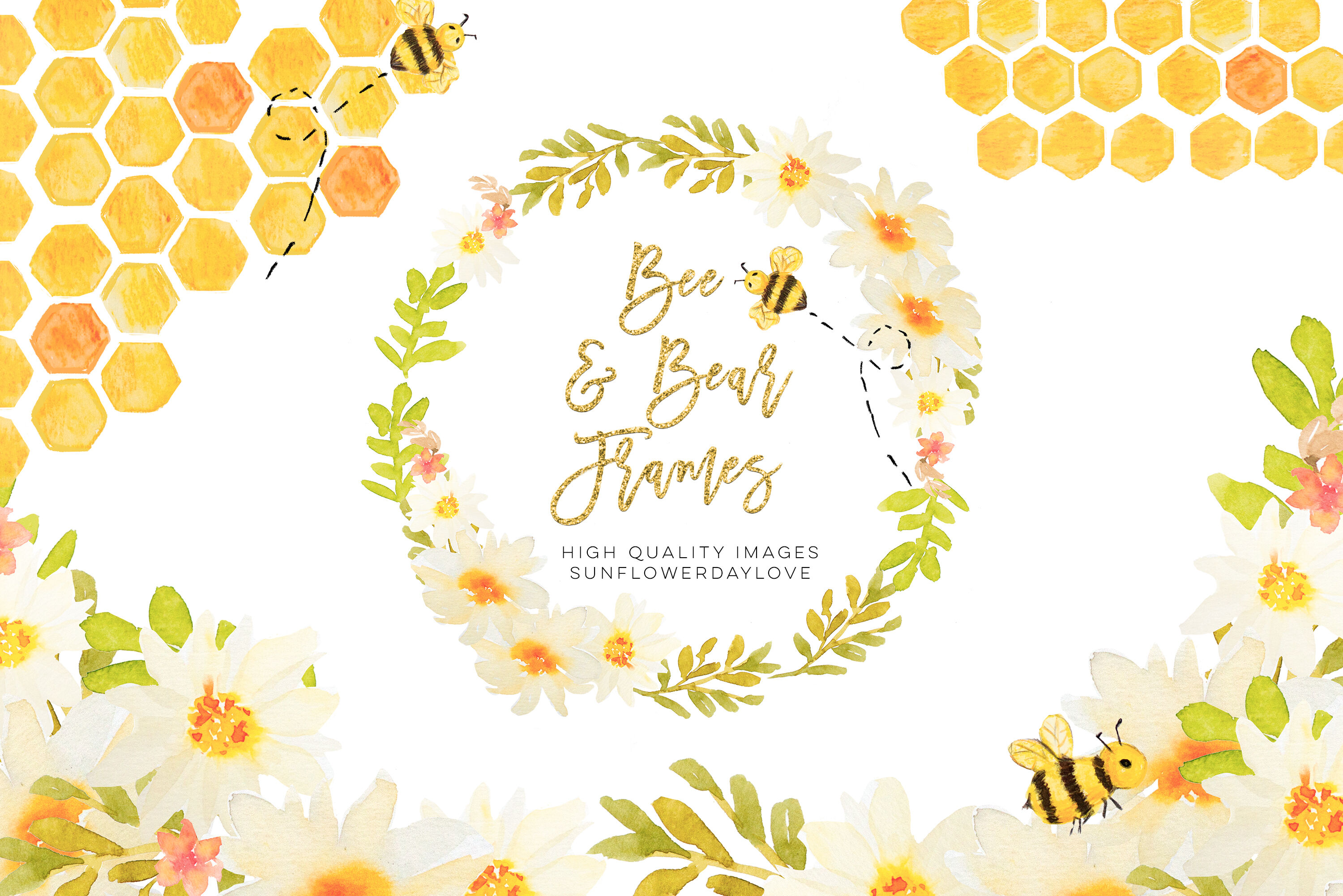 Honey Bee Clipart, Bees Clip Art, Bees Gold Planner Stickers Clipart By  Sunflower Day Love