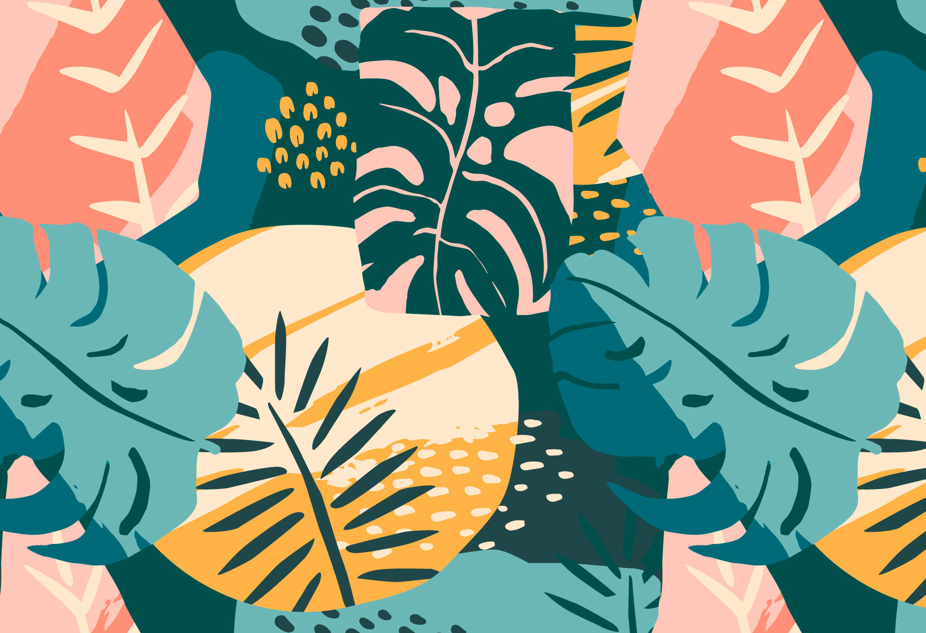 Tropical painting. Seamless patterns By Grape Studio | TheHungryJPEG