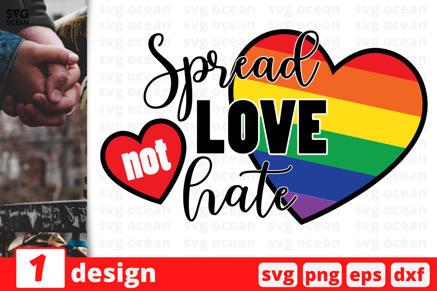 1 SPREAD LOVE NOT HATE svg bundle, lgbt quotes cricut svg By SvgOcean ...