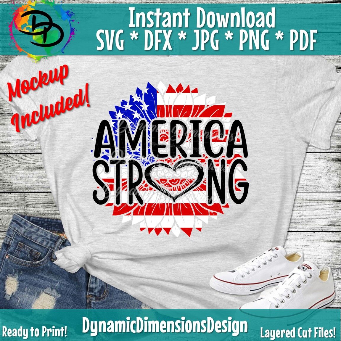 Download Patriotic Sunflower Svg, America Strong, 4th of July Svg ...