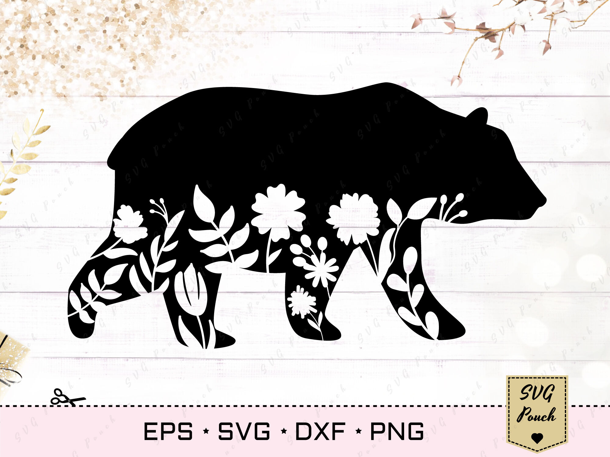 Download Floral Bear Svg Grizzly By Svgpouch Thehungryjpeg Com