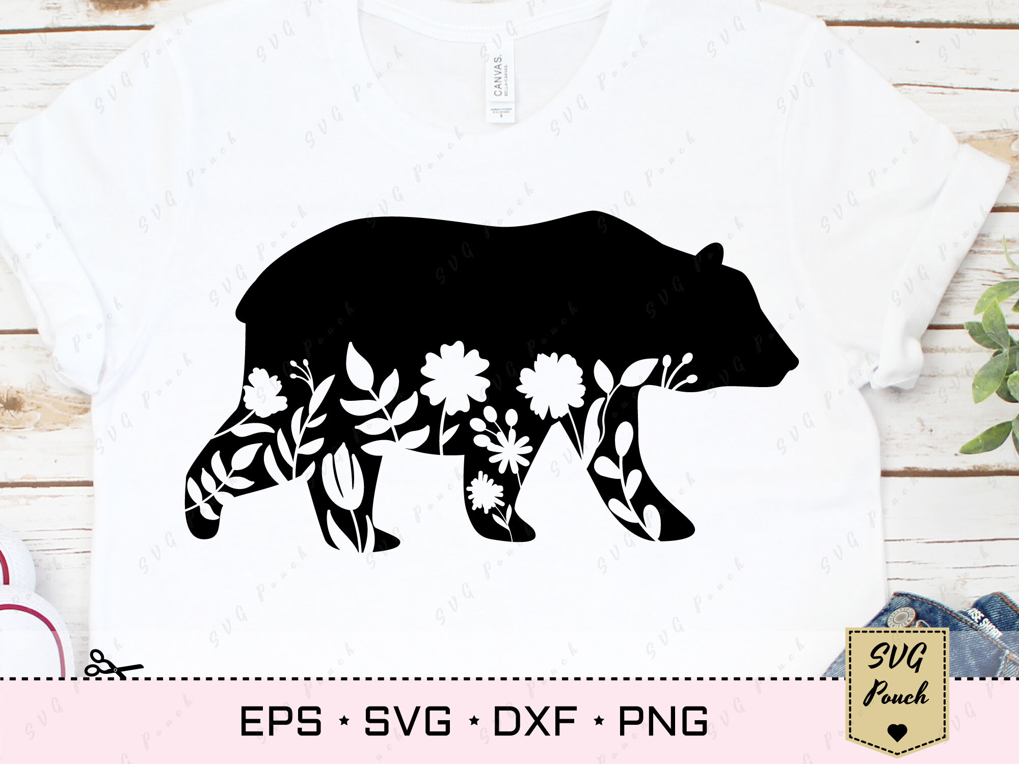 Download Floral Bear SVG grizzly By SVGPouch | TheHungryJPEG.com