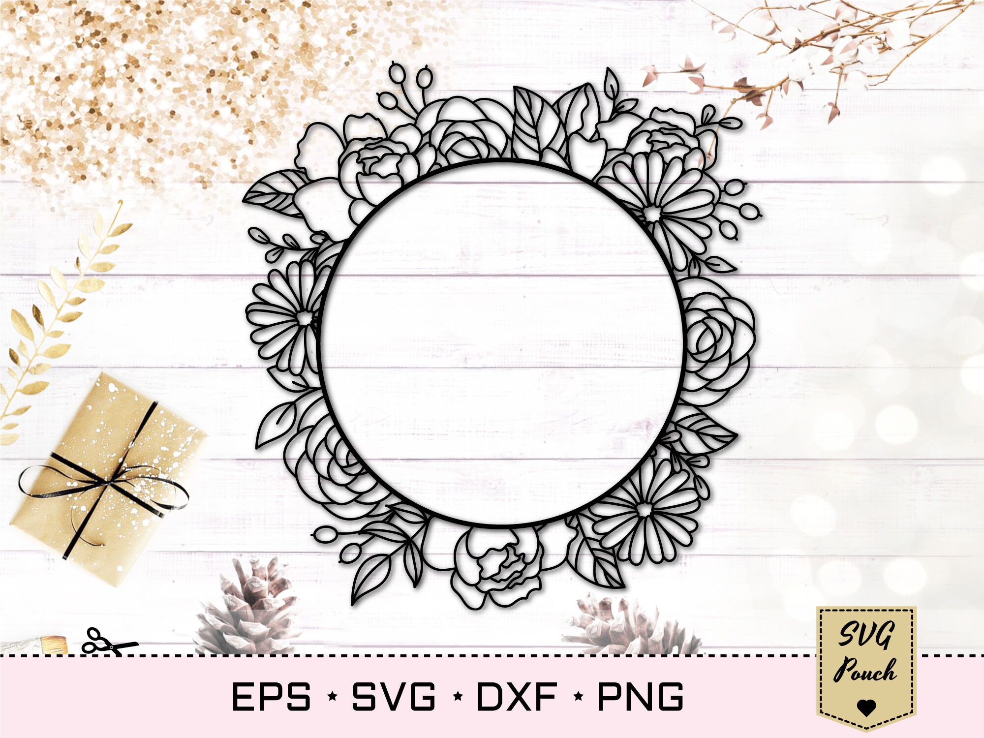 Download Floral Circle Frame Svg By Svgpouch Thehungryjpeg Com