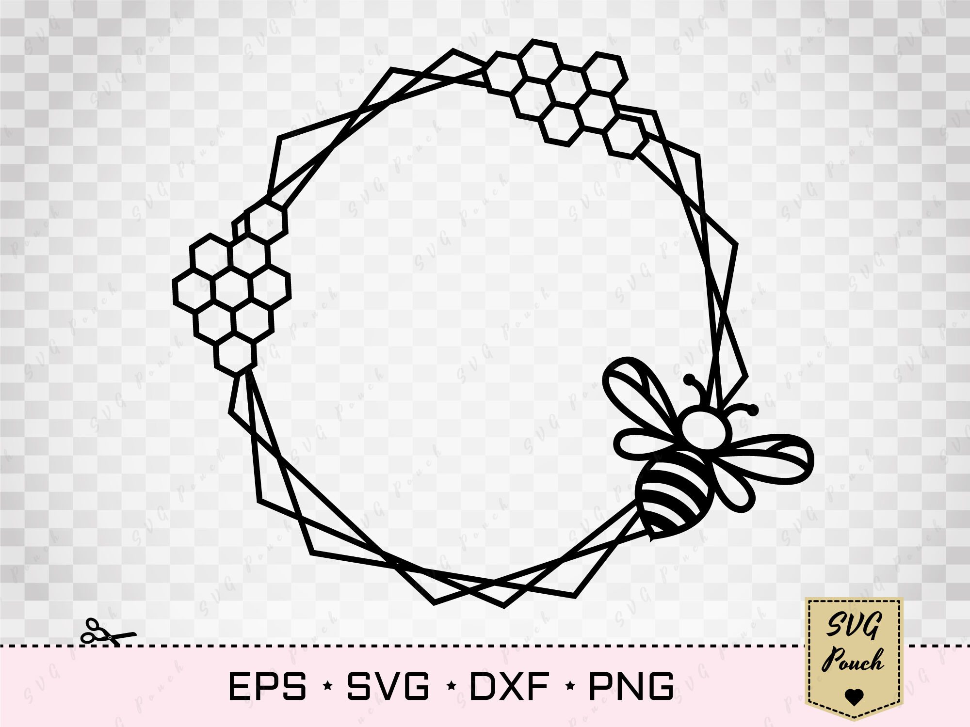 Bee Frame SVG, Circle Monogram Frame SVG - So Fontsy