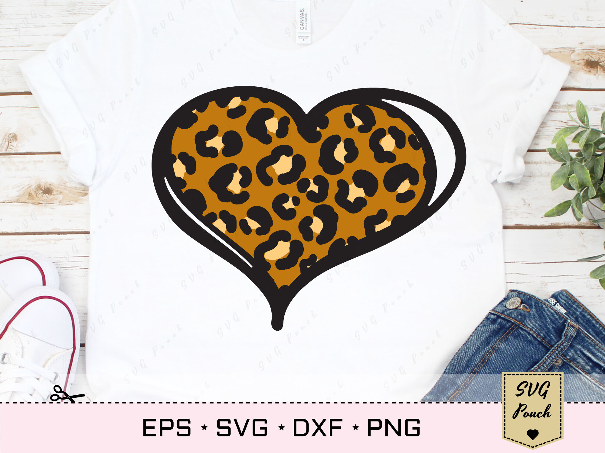 Leopard Louis Vuitton Heart SVG, Leopard LV SVG PNG DXF cut file