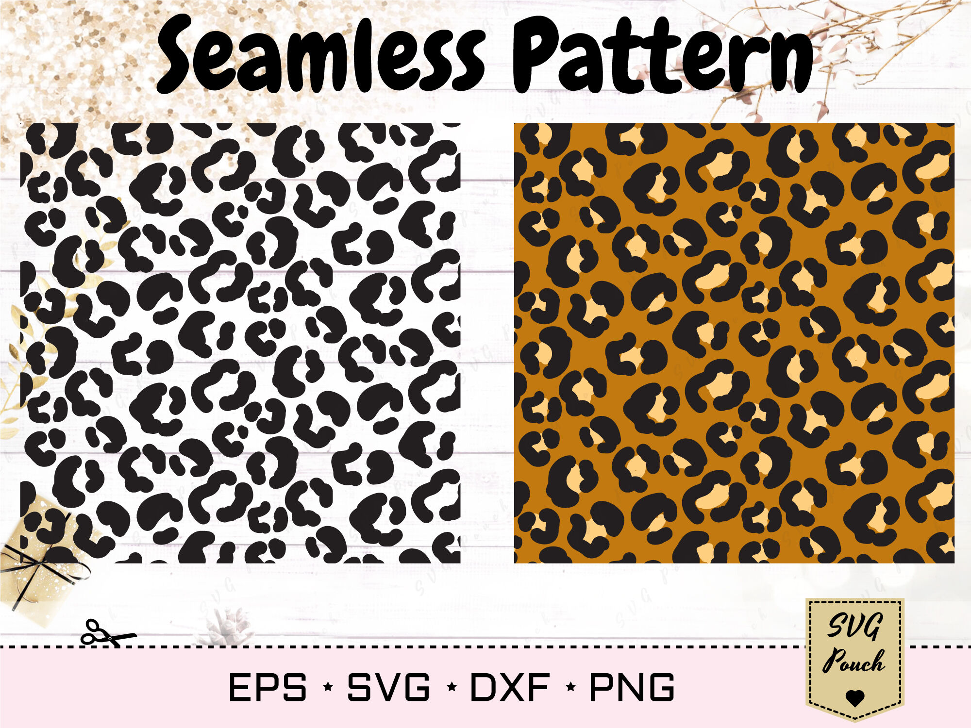 Seamless Pattern Cowboy Santa Leopard