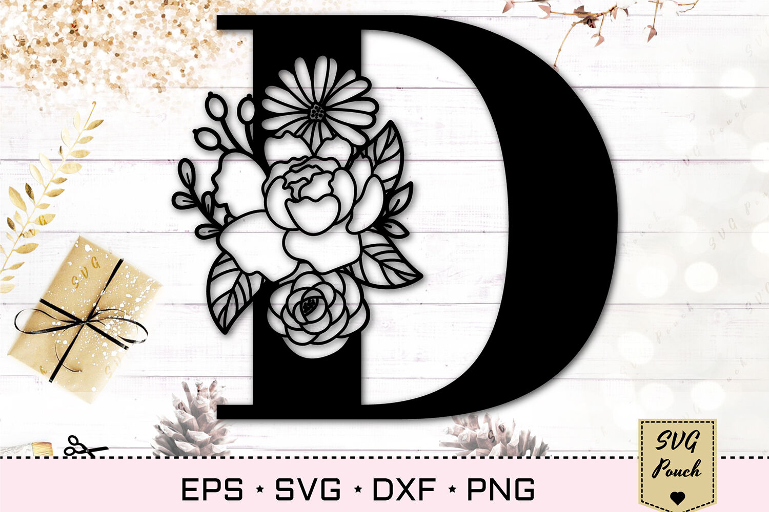 Letter A Floral Monogram SVG