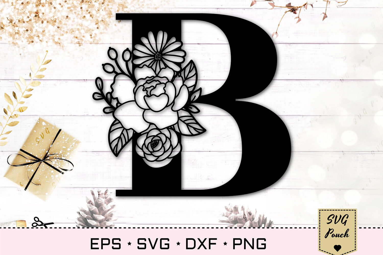 Full Alphabet floral monogram font initial SVG By SVGPouch
