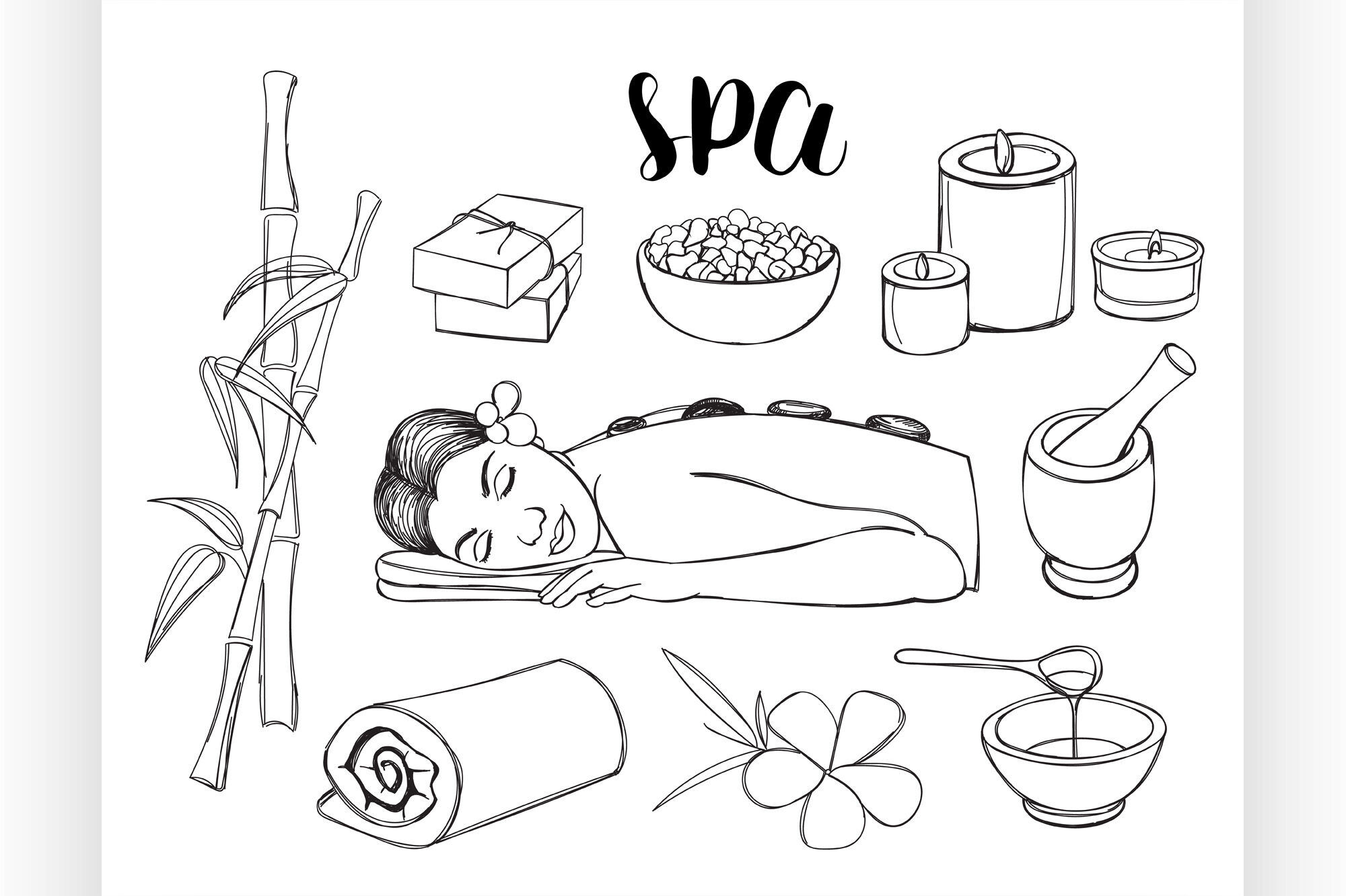 Spa doodle set By Netkoff TheHungryJPEG