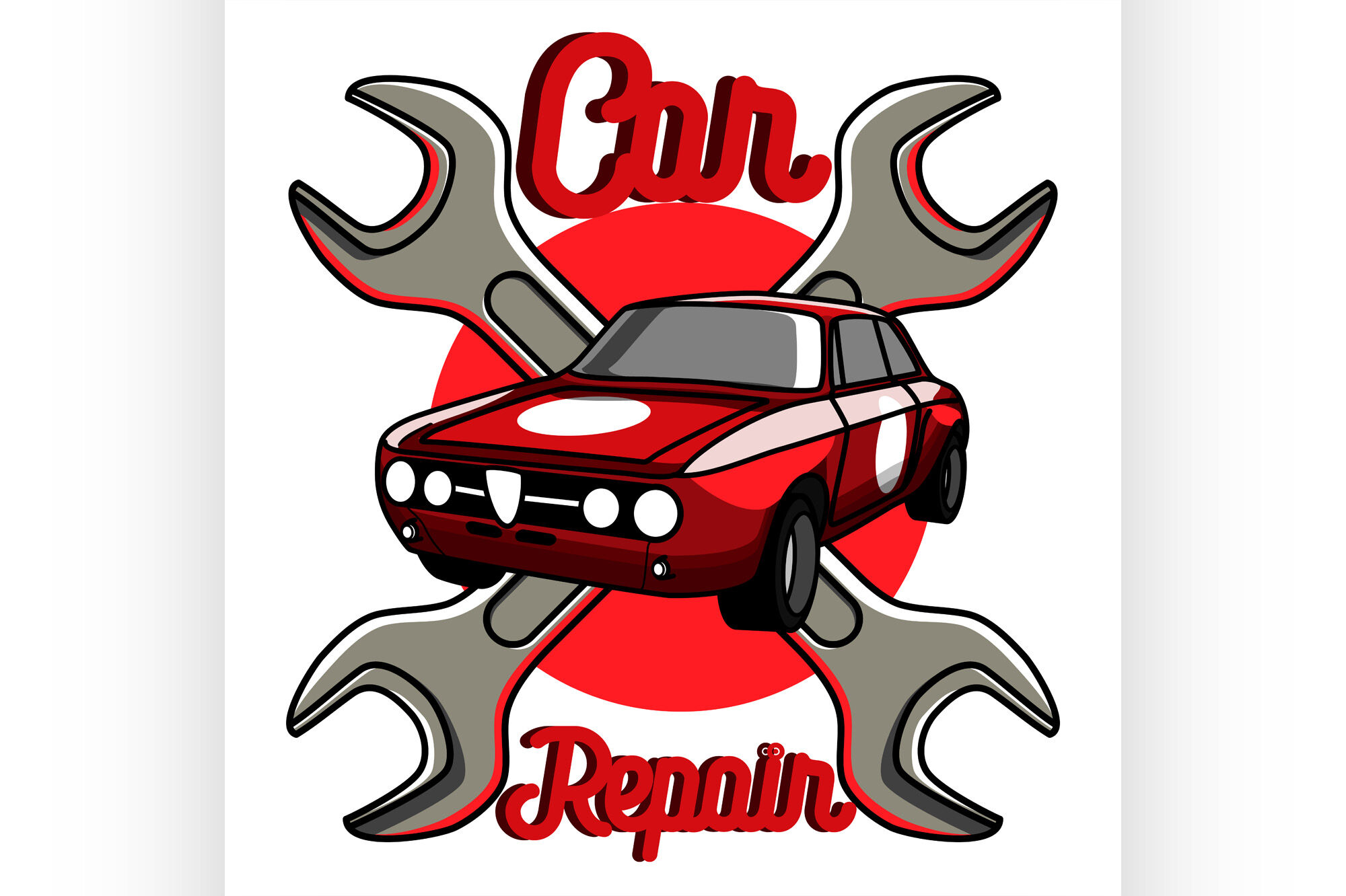 Color Vintage Car Repair Emblem By Netkoff Thehungryjpeg Com