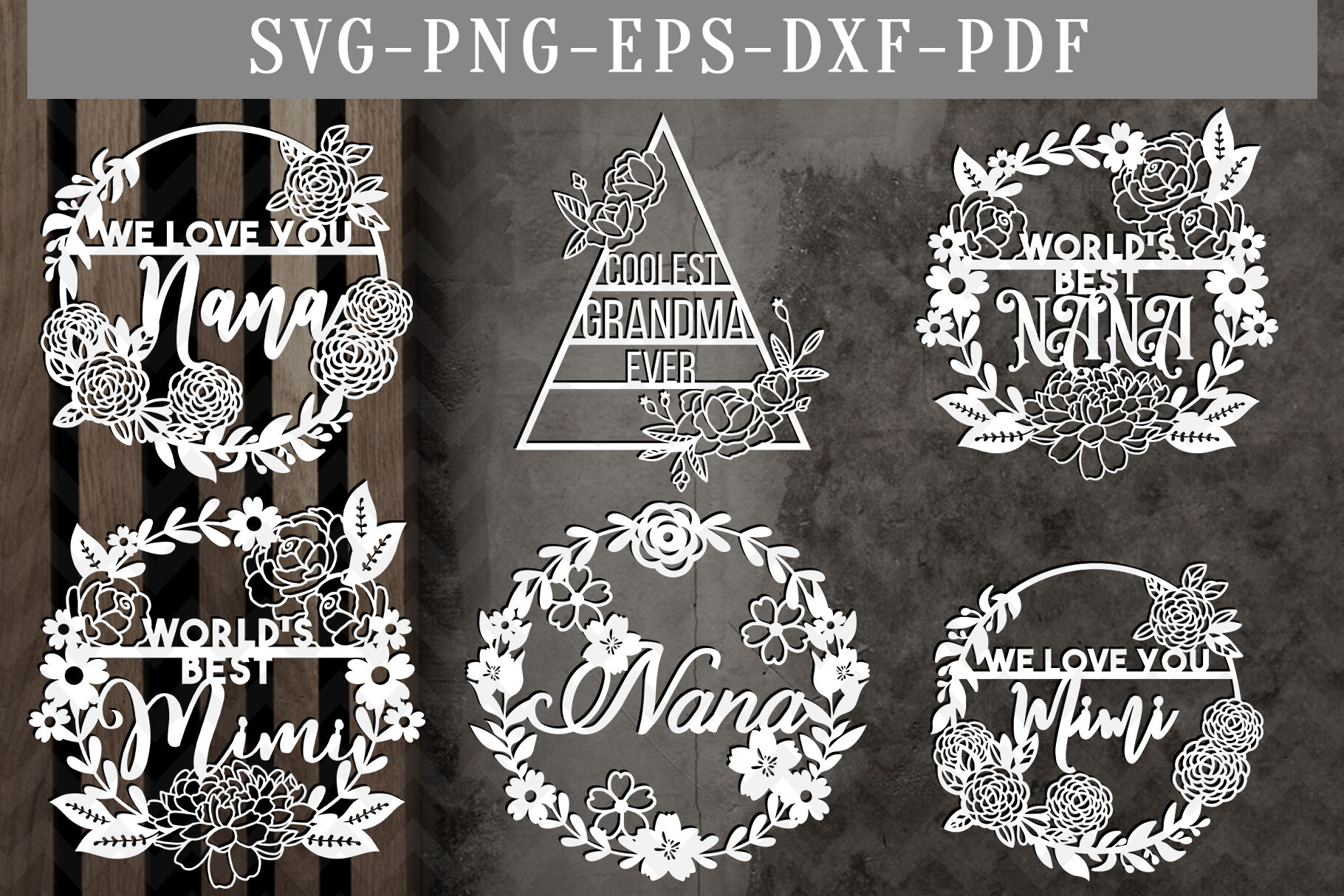 Download Bundle Of 6 Grandma Papercut Templates Nana Mimi Svg Dxf By Personal Epiphany Thehungryjpeg Com