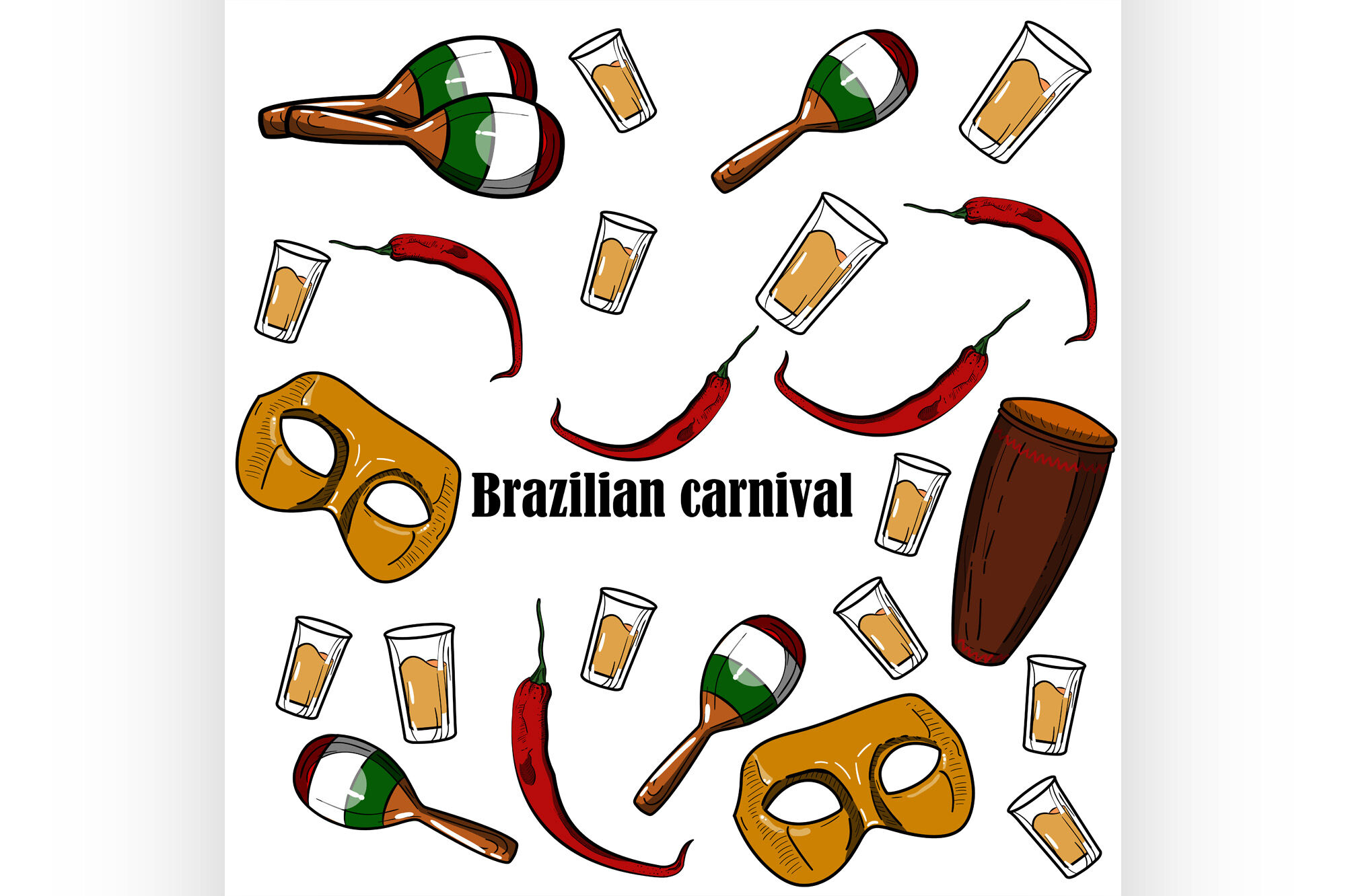 Hand Drawn Brazilian Carnival Element By Netkoff Thehungryjpeg Com