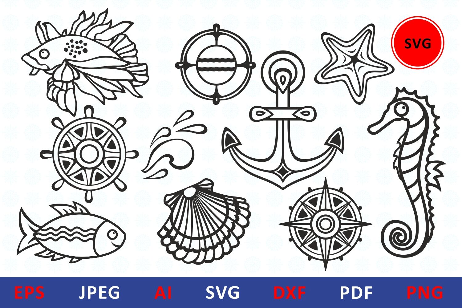 Download Sea life svg icon bundle underwater dxf vector illustrations By Zoya_Miller_SVG | TheHungryJPEG.com