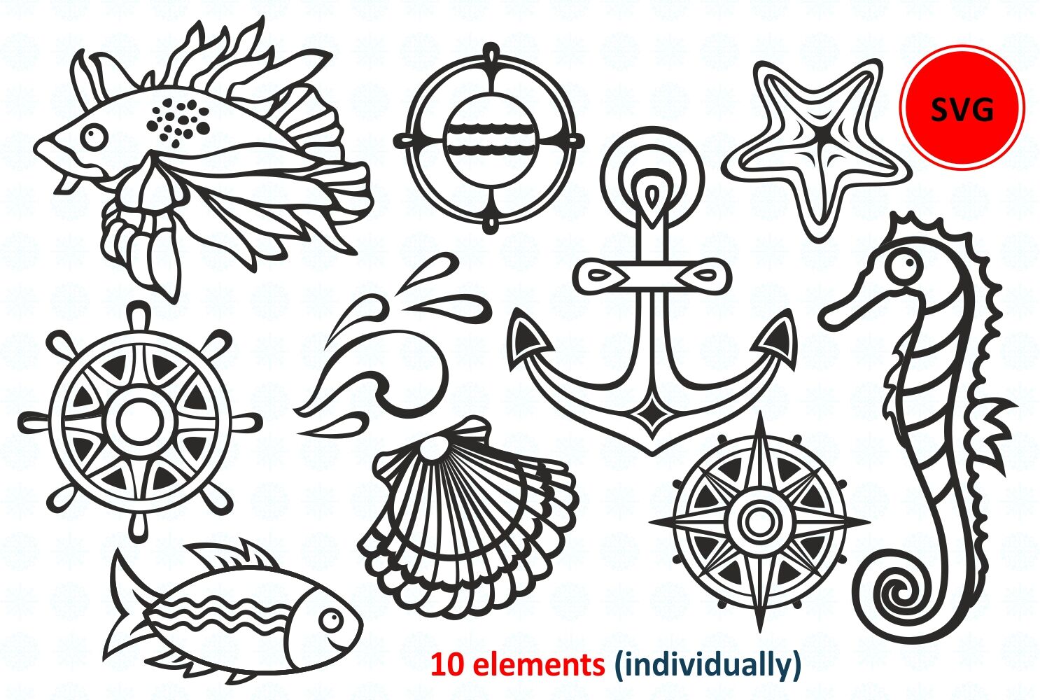 Download Sea life svg icon bundle underwater dxf vector illustrations By Zoya_Miller_SVG | TheHungryJPEG.com