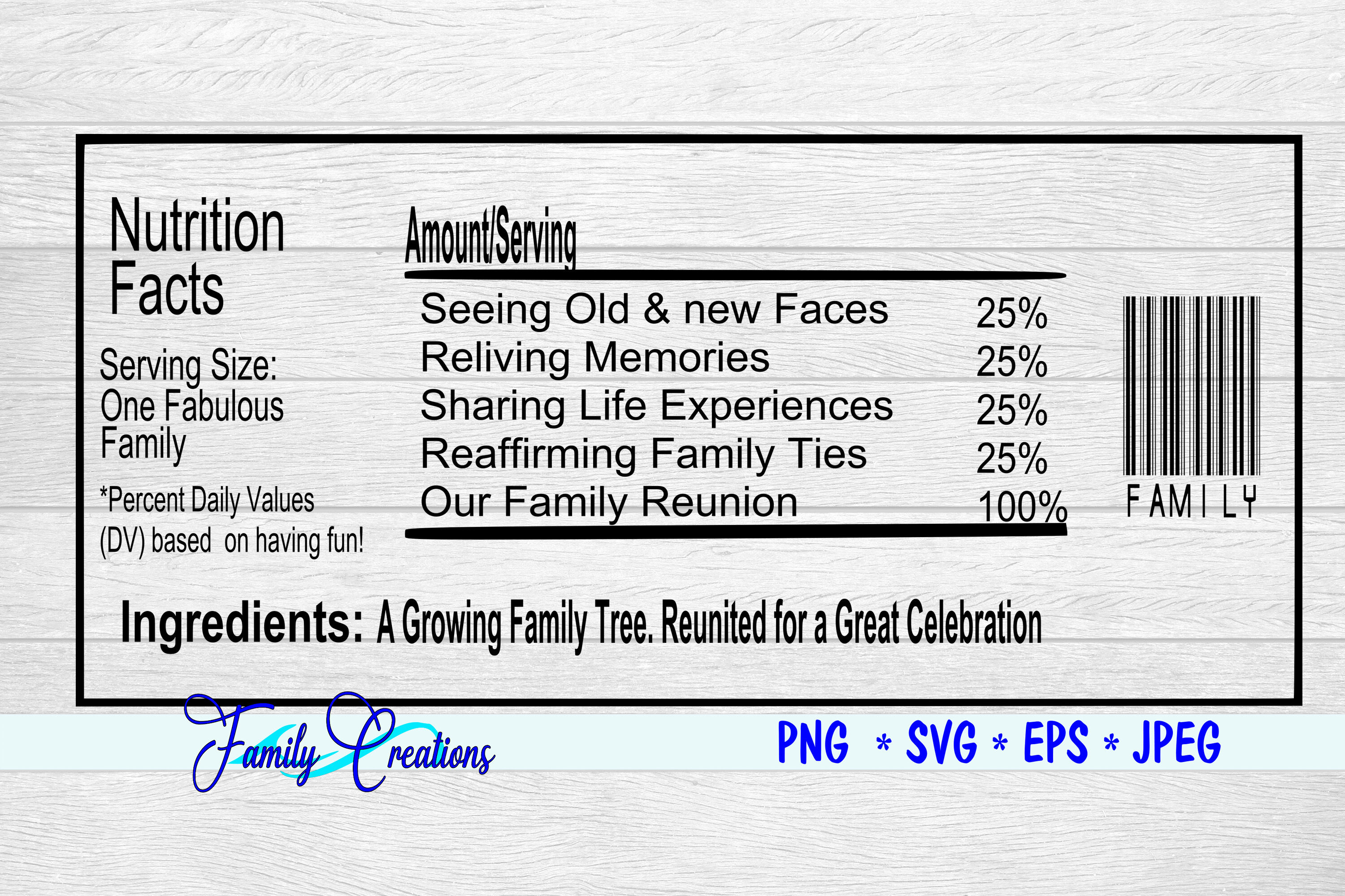 Download Family Reunion Gatherings Nutrition Label By Family Creations Thehungryjpeg Com