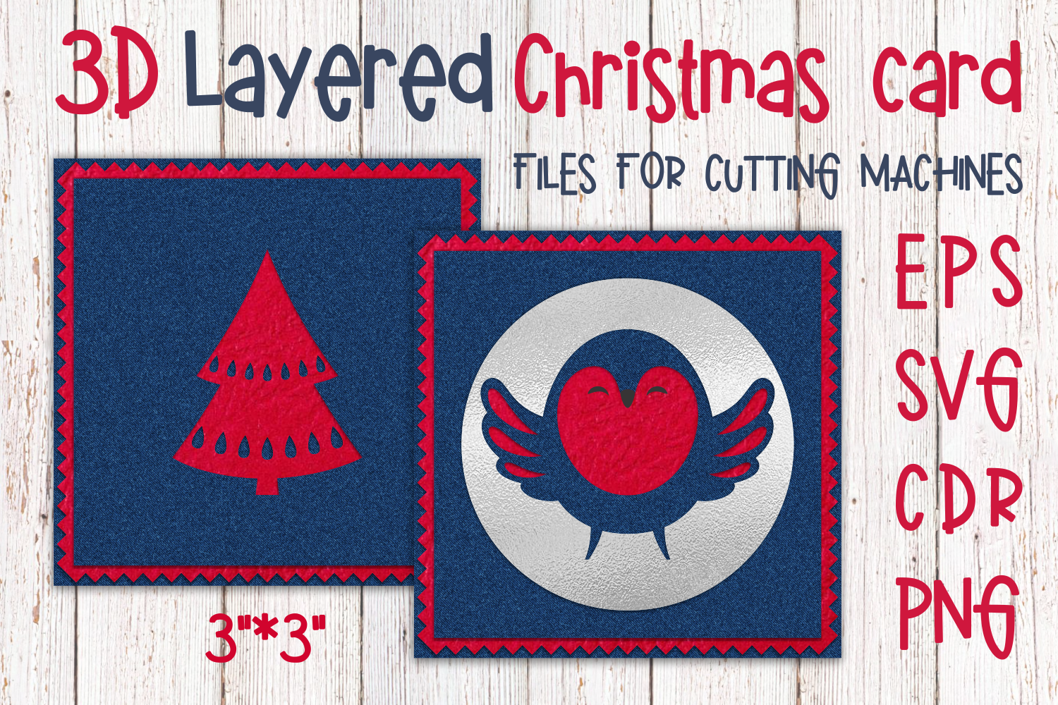 3d Layered Christmas Card With Bird By Olga Belova Thehungryjpeg Com