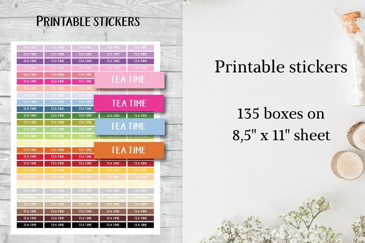 Tea Time Watercolor Sticker Relax Planner Me Time Stickers By Old Continent Design Thehungryjpeg Com