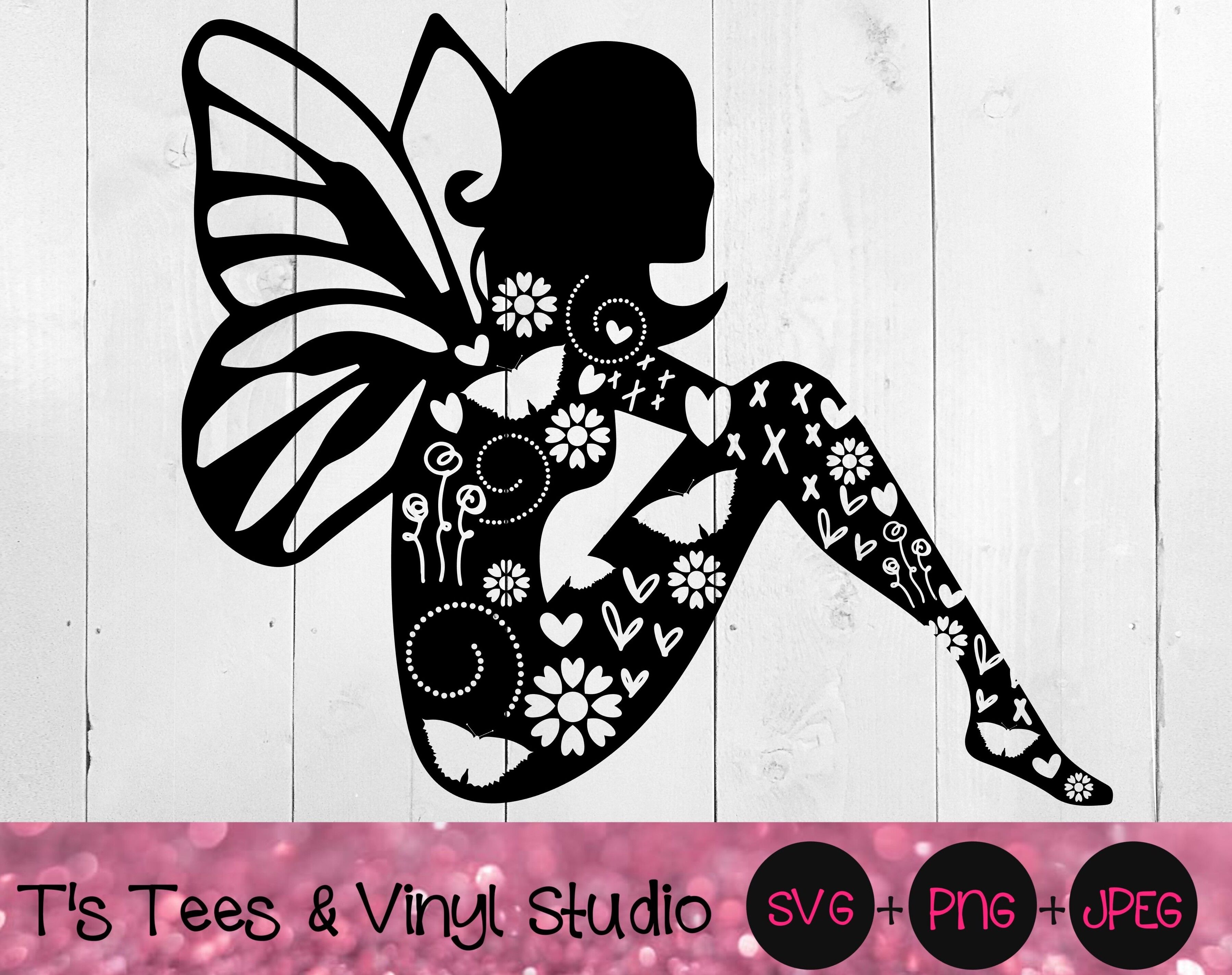 Knock Out Fairy Svg Butterflies Svg Hearts Svg Flowers Svg Swirls By T S Tees Vinyl Studio Thehungryjpeg Com