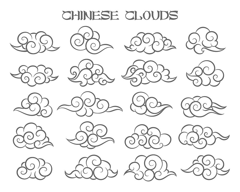 Chinese Clouds Set By Olena1983 Thehungryjpeg Com