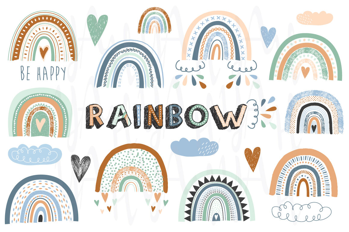 Boho Rainbows Collection Se By Yenzarthaut Thehungryjpeg Com