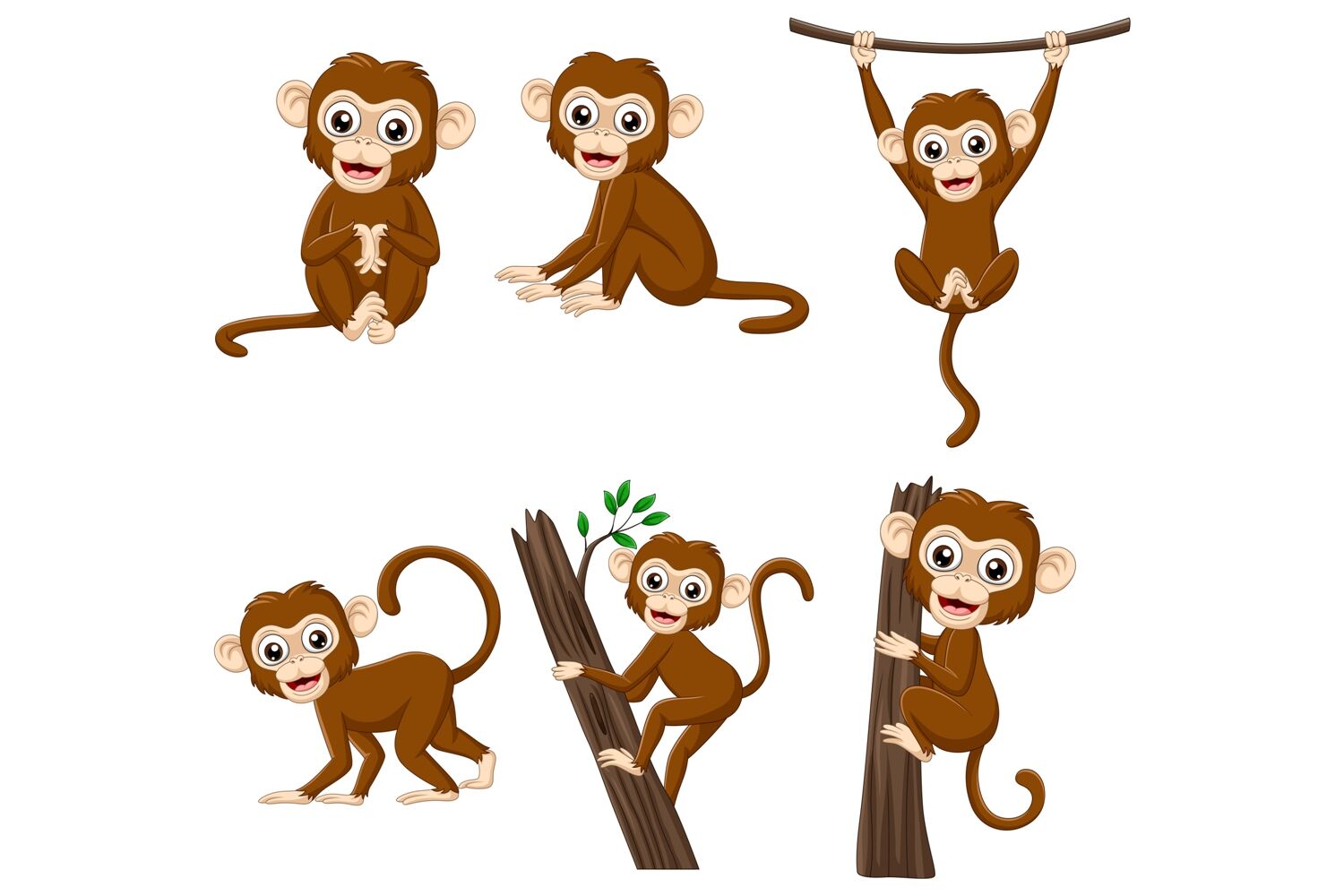 Cute monkey cartoon By tigatelu | TheHungryJPEG