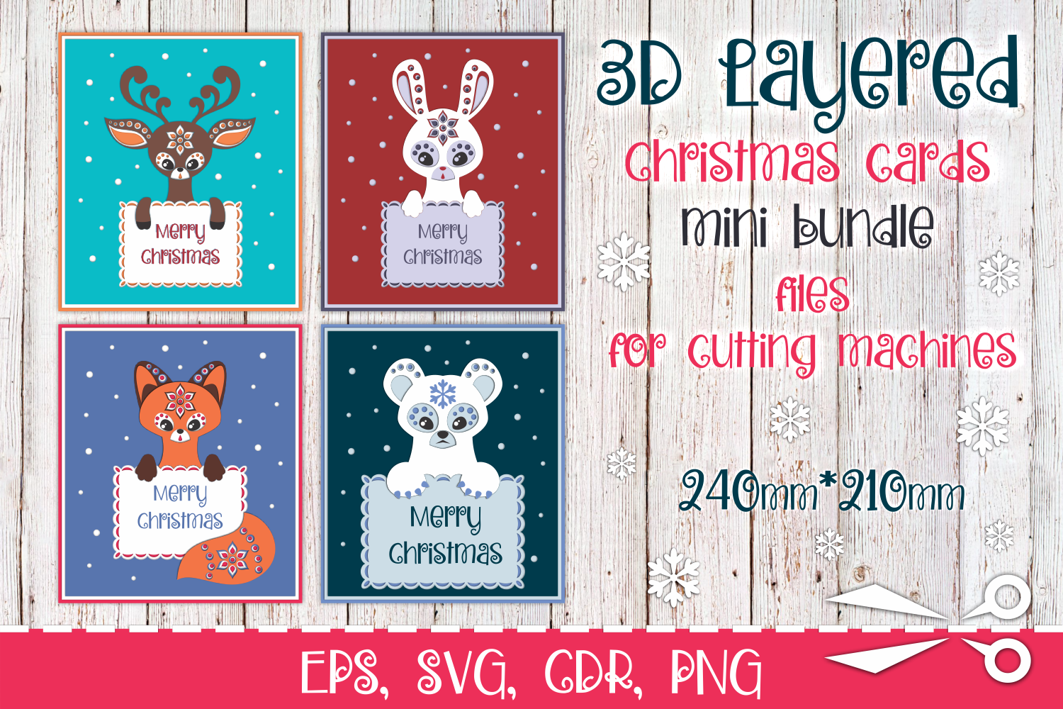 3d Layered Christmas Cards Bundle By Olga Belova Thehungryjpeg Com