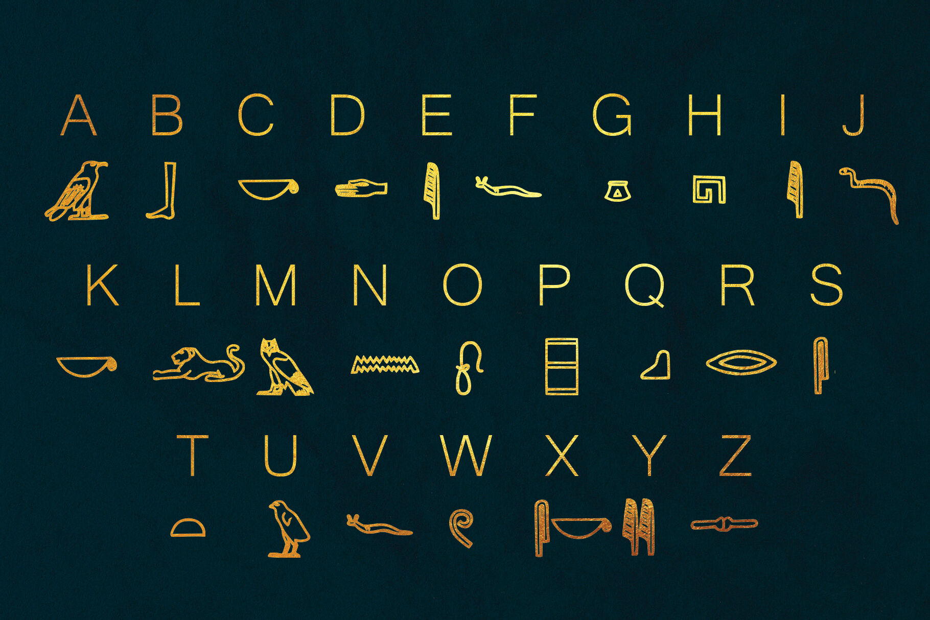 Egyptian Hieroglyph Typeface By Dene Studios | TheHungryJPEG