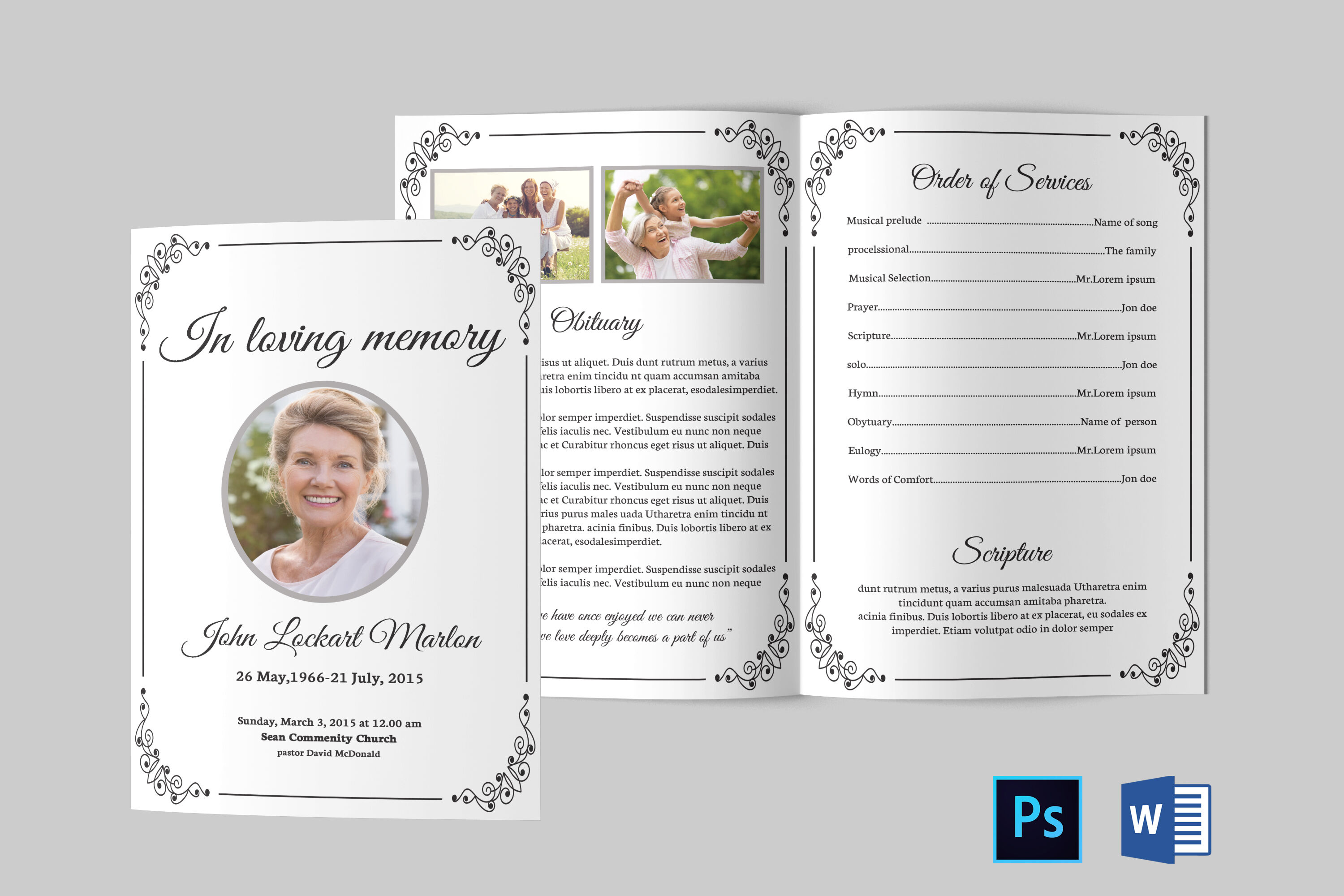 Funeral Program Template Obituary Program Template By Designscozy TheHungryJPEG