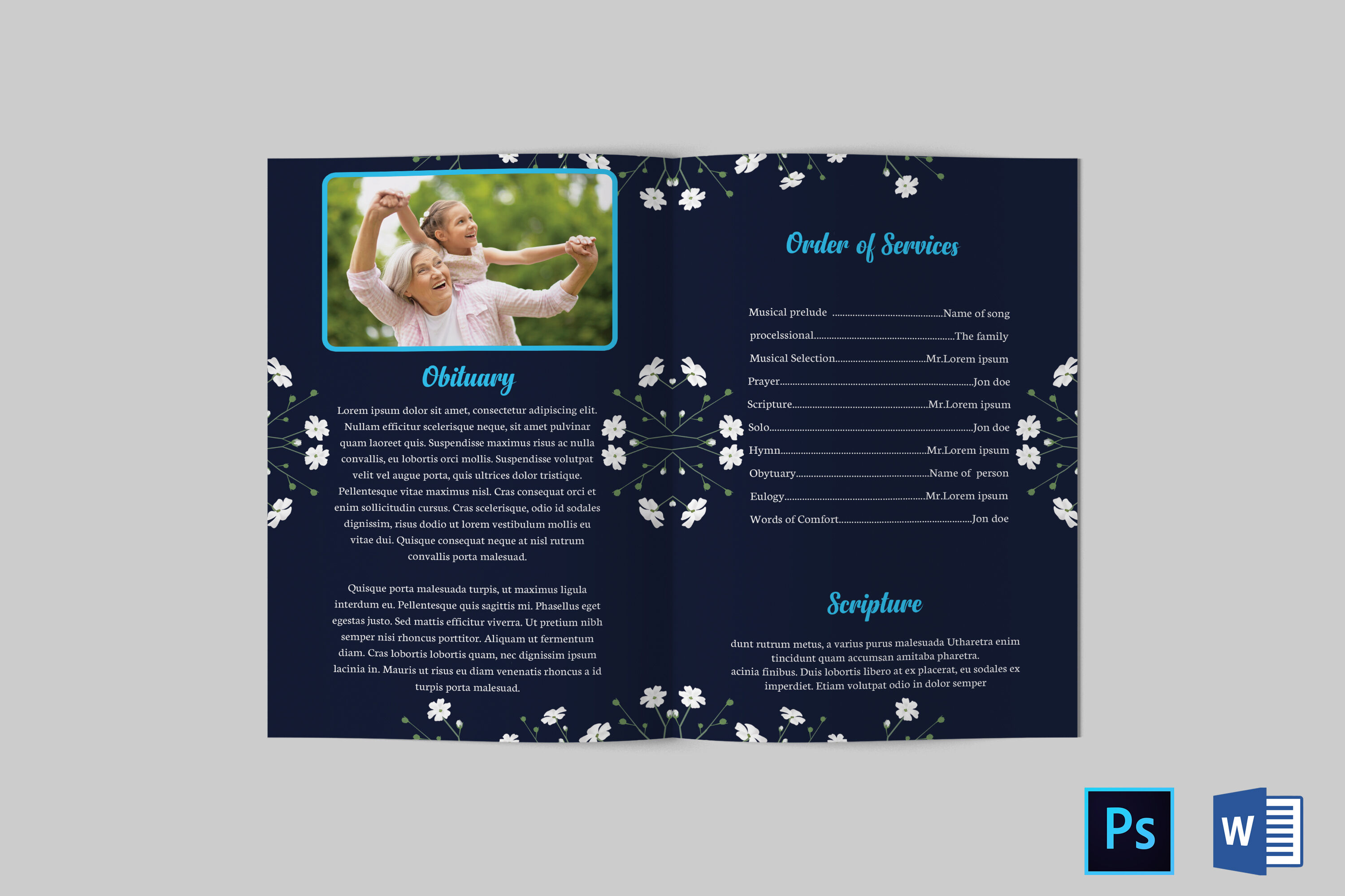 Funeral Program Template Obituary Program Template By Designscozy Thehungryjpeg Com