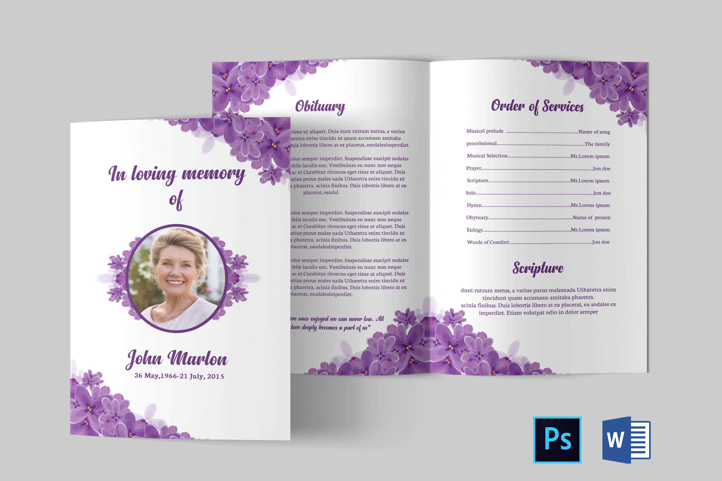 Funeral Program Template Obituary Program Template By Designscozy TheHungryJPEG