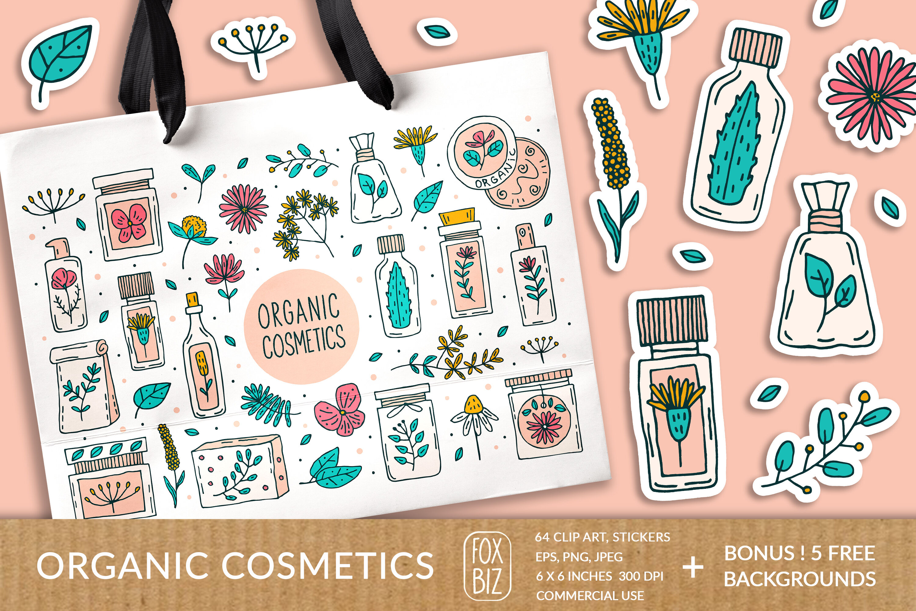 Organic Cosmetics Vector Prints Stickers Backgrounds By Fox Biz Thehungryjpeg Com