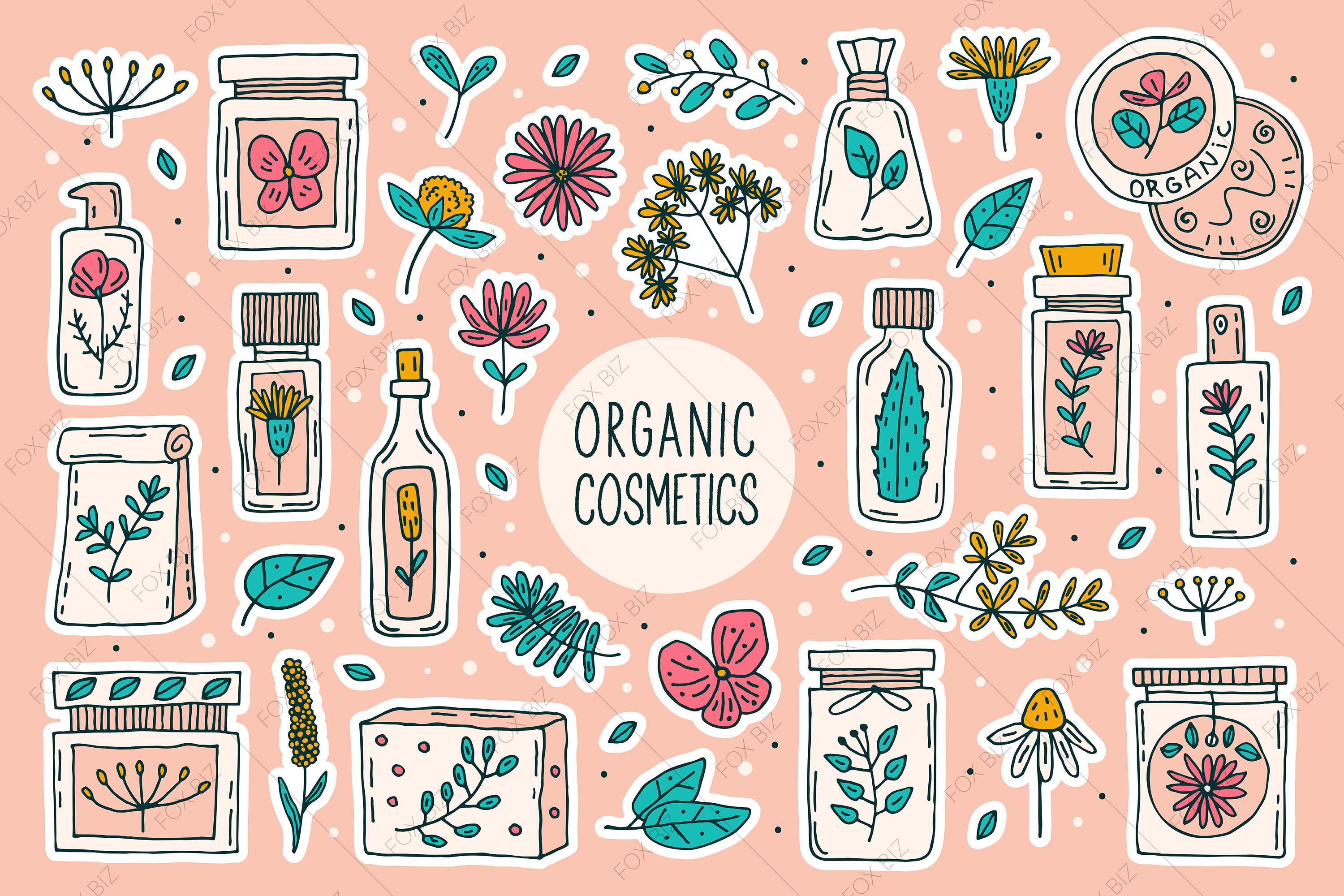 Organic Cosmetics Vector Prints Stickers Backgrounds By Fox Biz Thehungryjpeg Com