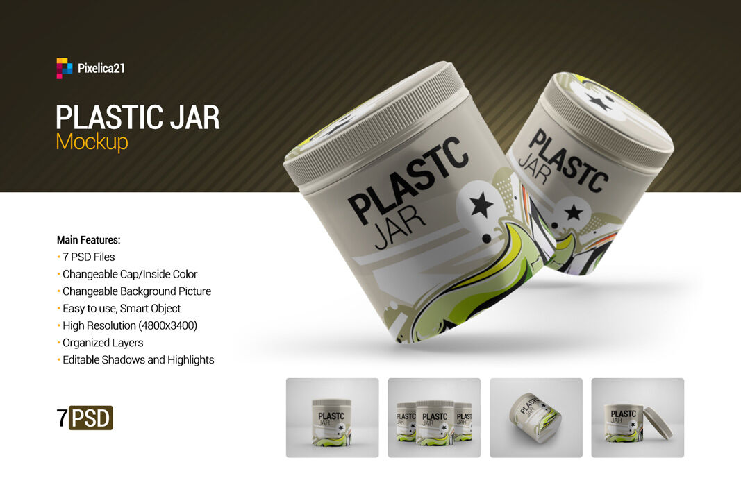 Download Plastic Jar Mockup By Pixelica21 Thehungryjpeg Com PSD Mockup Templates