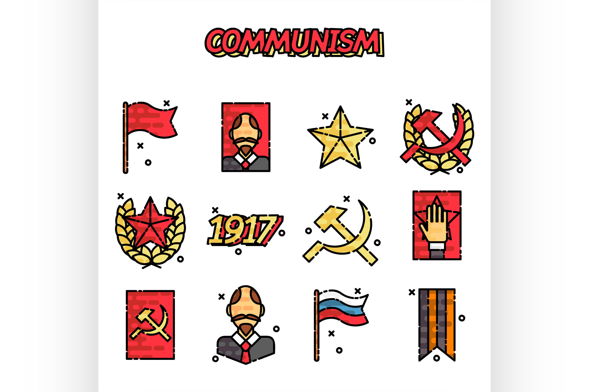 Communism cartoon concept icons By Netkoff TheHungryJPEG