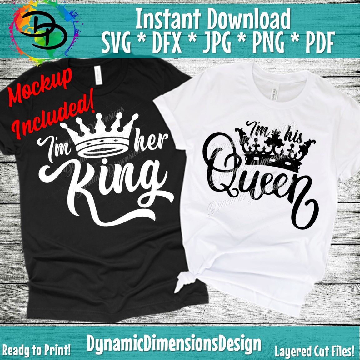 Download His Queen Her King Svg King And Queen Svg Couple Svg Shirt Husband By Dynamic Dimensions Thehungryjpeg Com