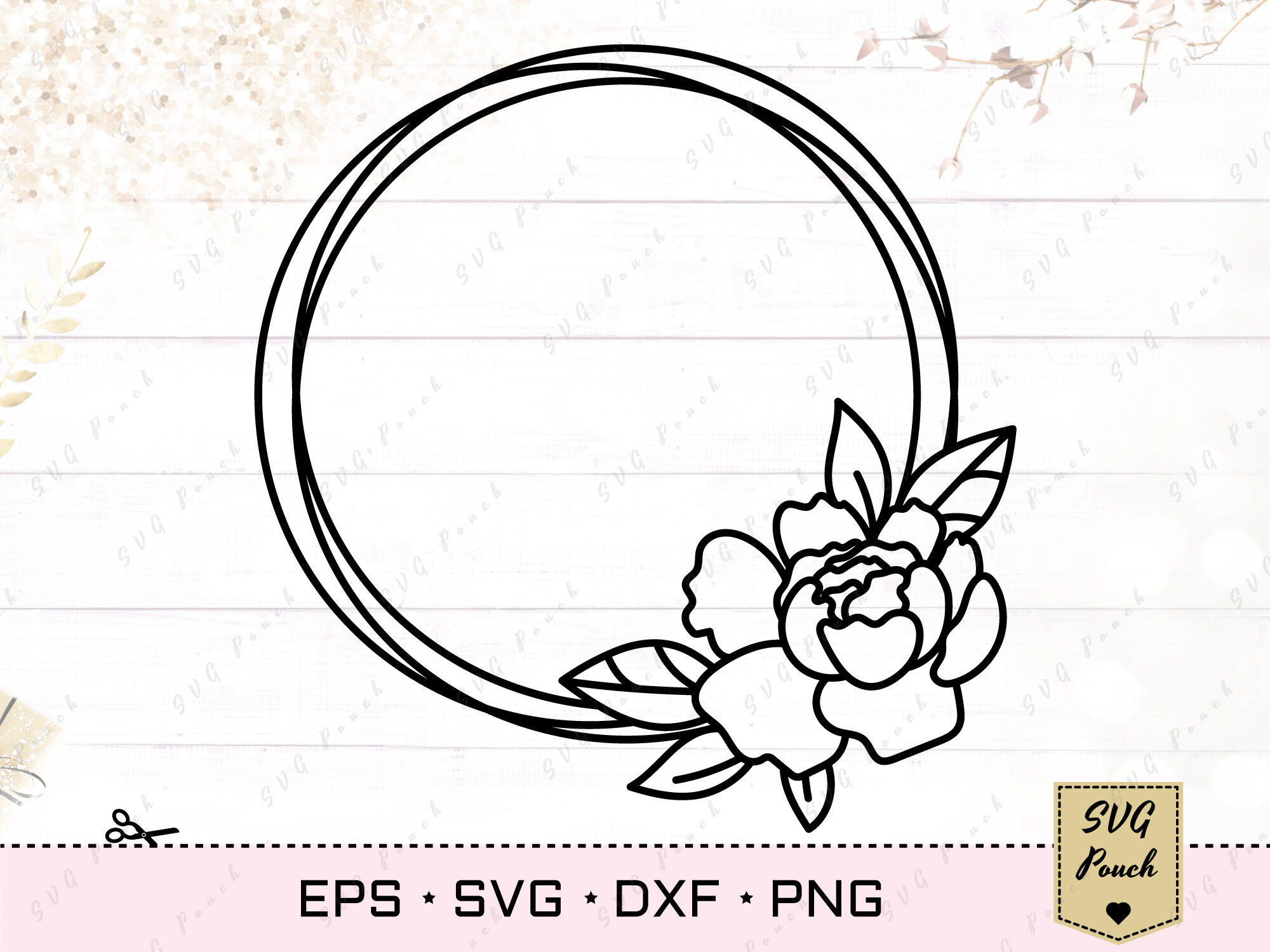 Download Peony Flower Circle Frame Cut File Svg By Svgpouch Thehungryjpeg Com