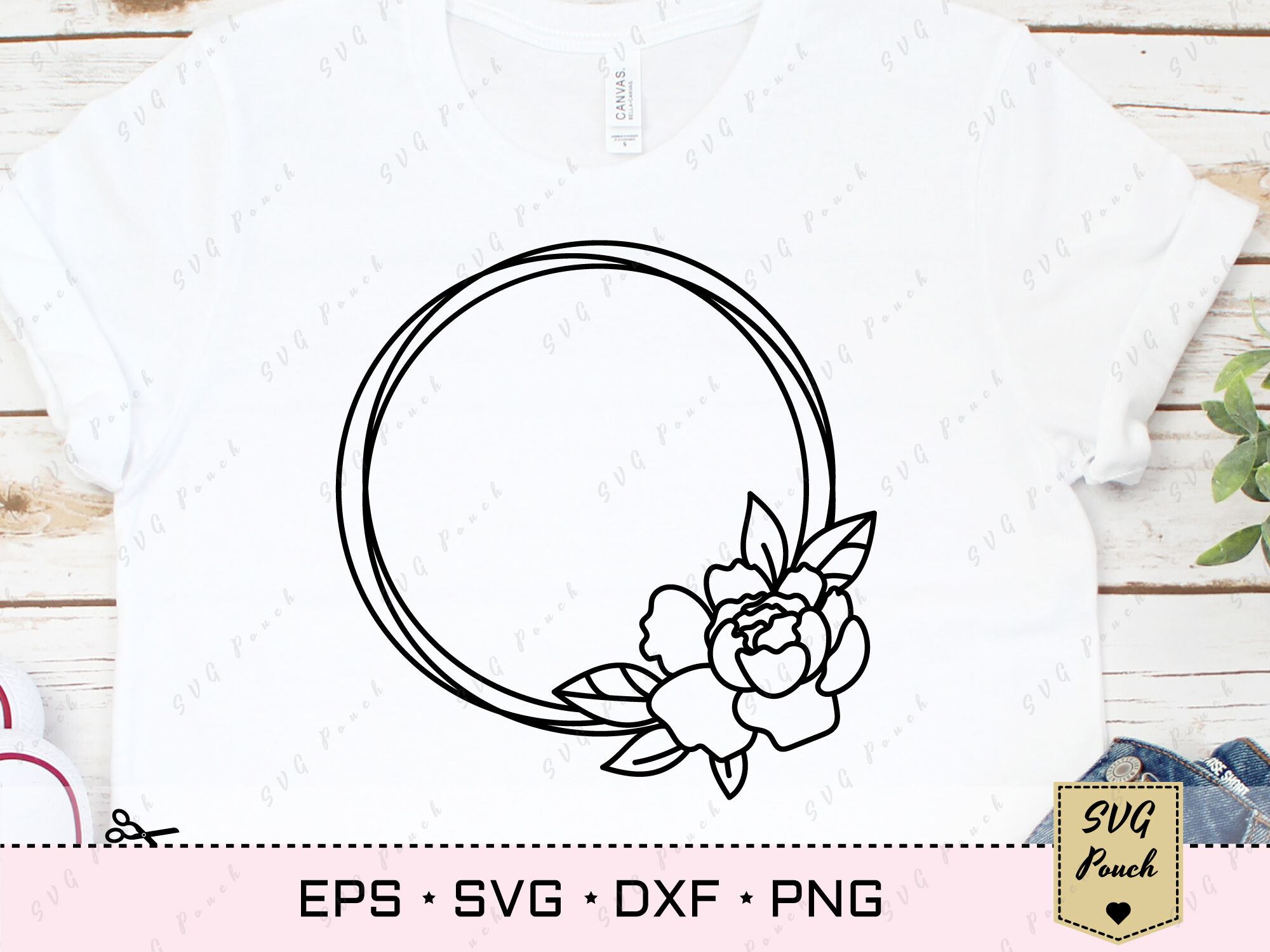 Download Peony Flower Circle Frame Cut File Svg By Svgpouch Thehungryjpeg Com