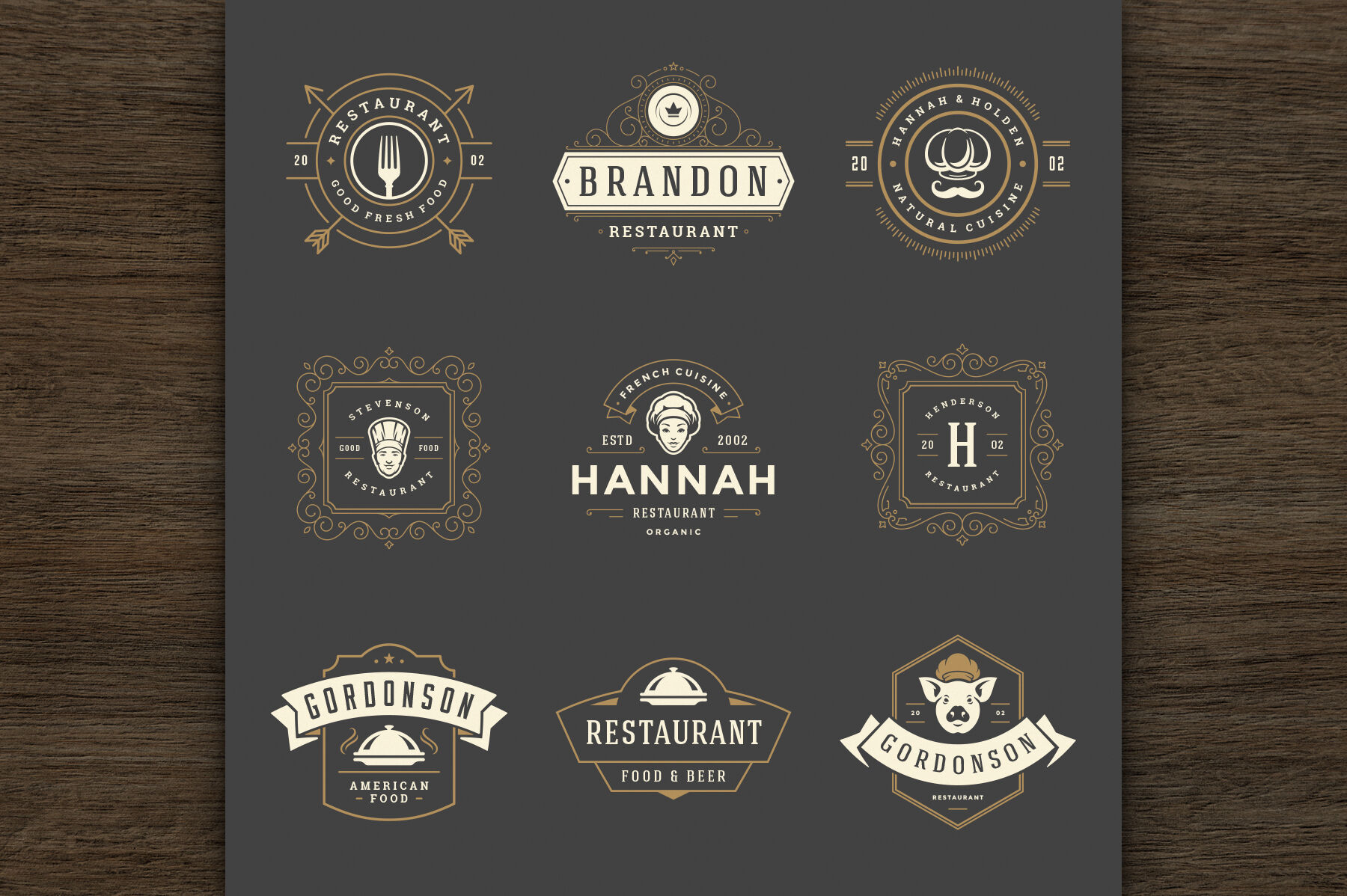 36 Restaurant Logos and Badges By Vasya Kobelev | TheHungryJPEG