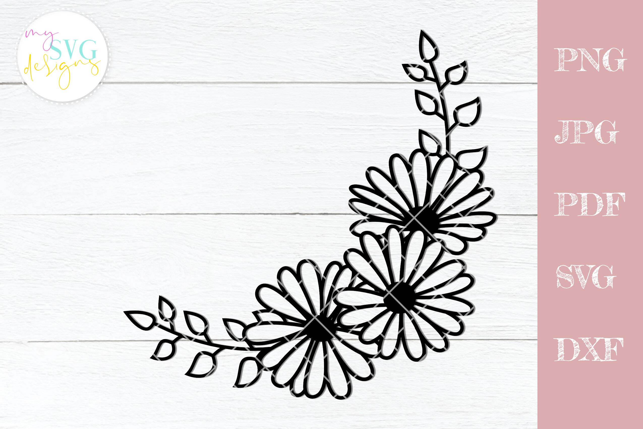 Daisy svg, Svg flowers, Flower svg, floral frame svg, floral border By