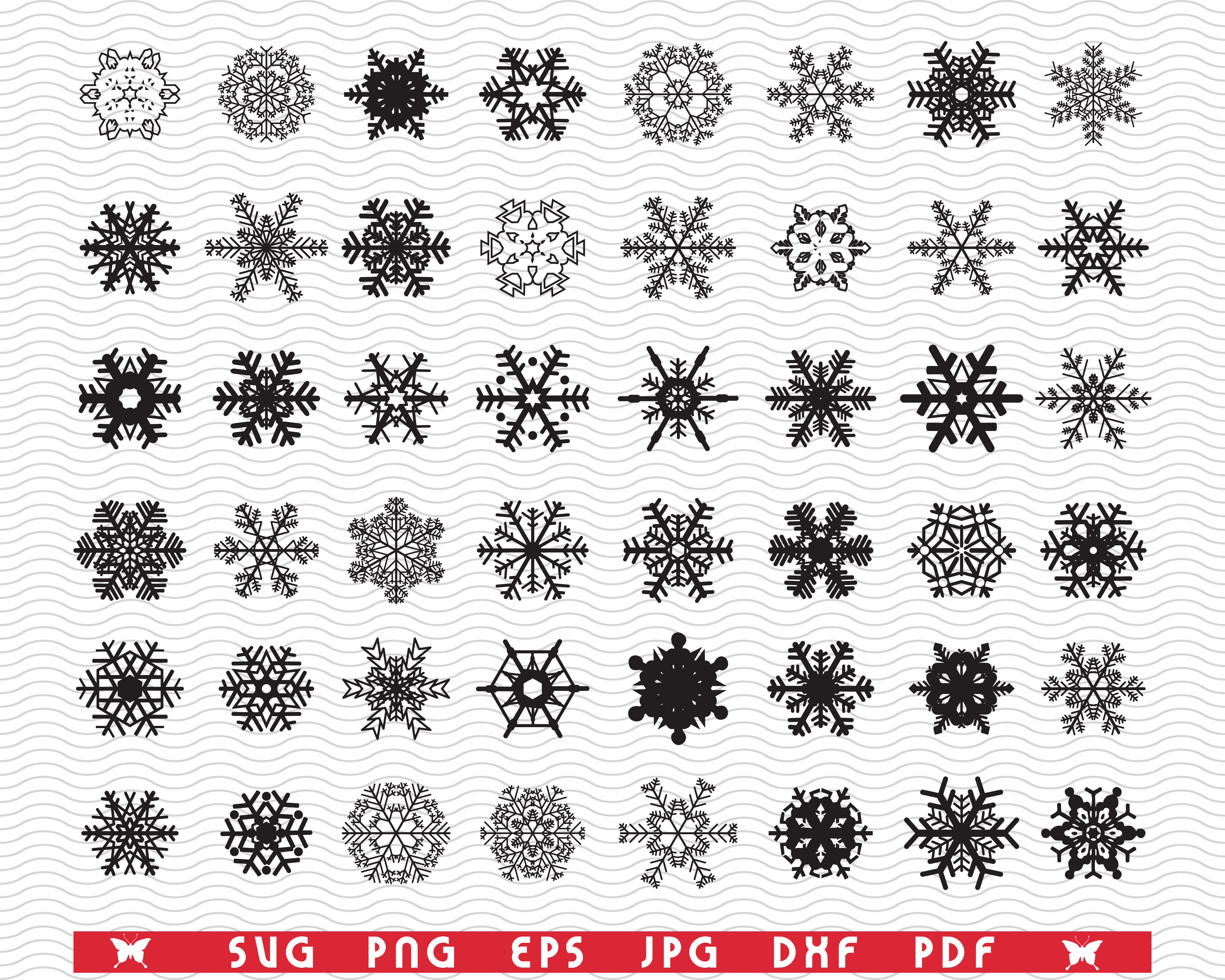 Svg Snowflakes Black Silhouettes Digital Clipart By Designstudiorm Thehungryjpeg Com