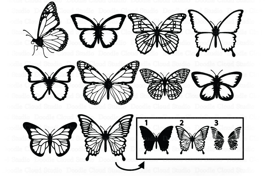 Butterfly SVG Bundle SVG Cut File, Butterfly Clipart, Summer. By Doodle ...