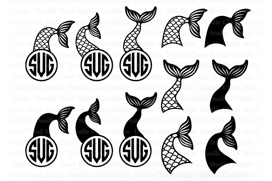 Download Mermaid Tail SVG Cut File, Mermaid Tail Monogram, Mermaid ...