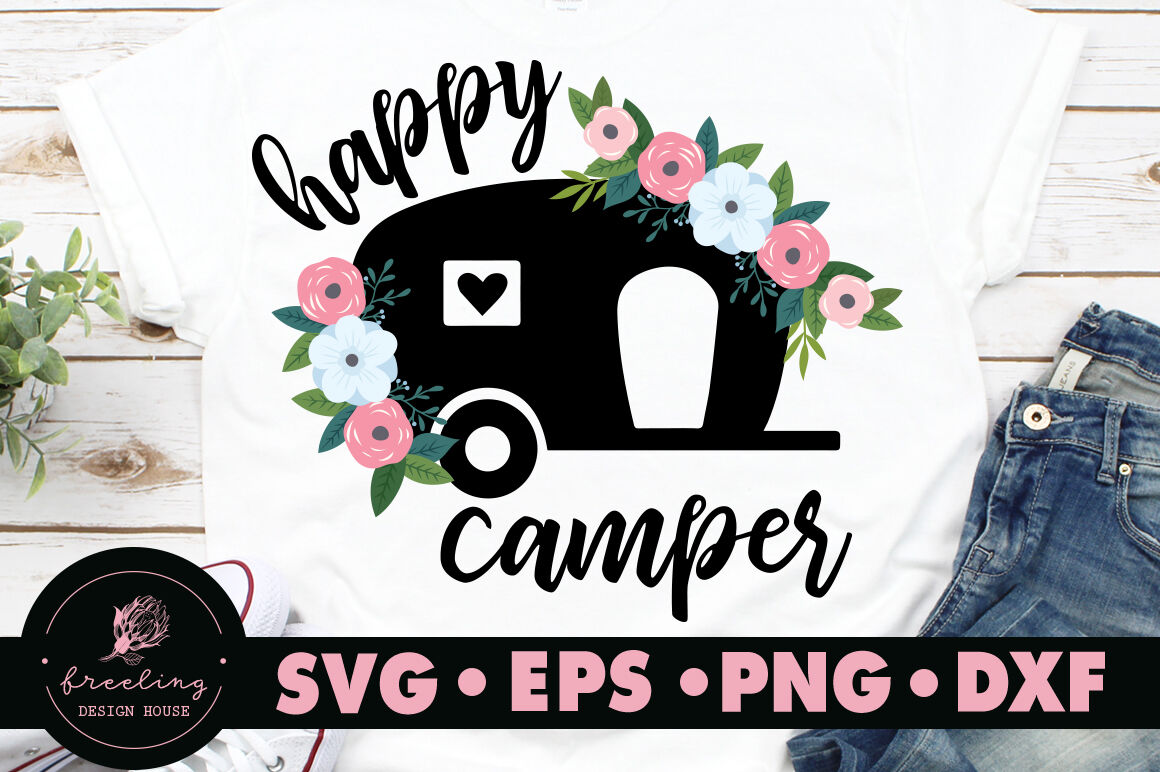 Happy Camper Svg By Freeling Design House Thehungryjpeg Com